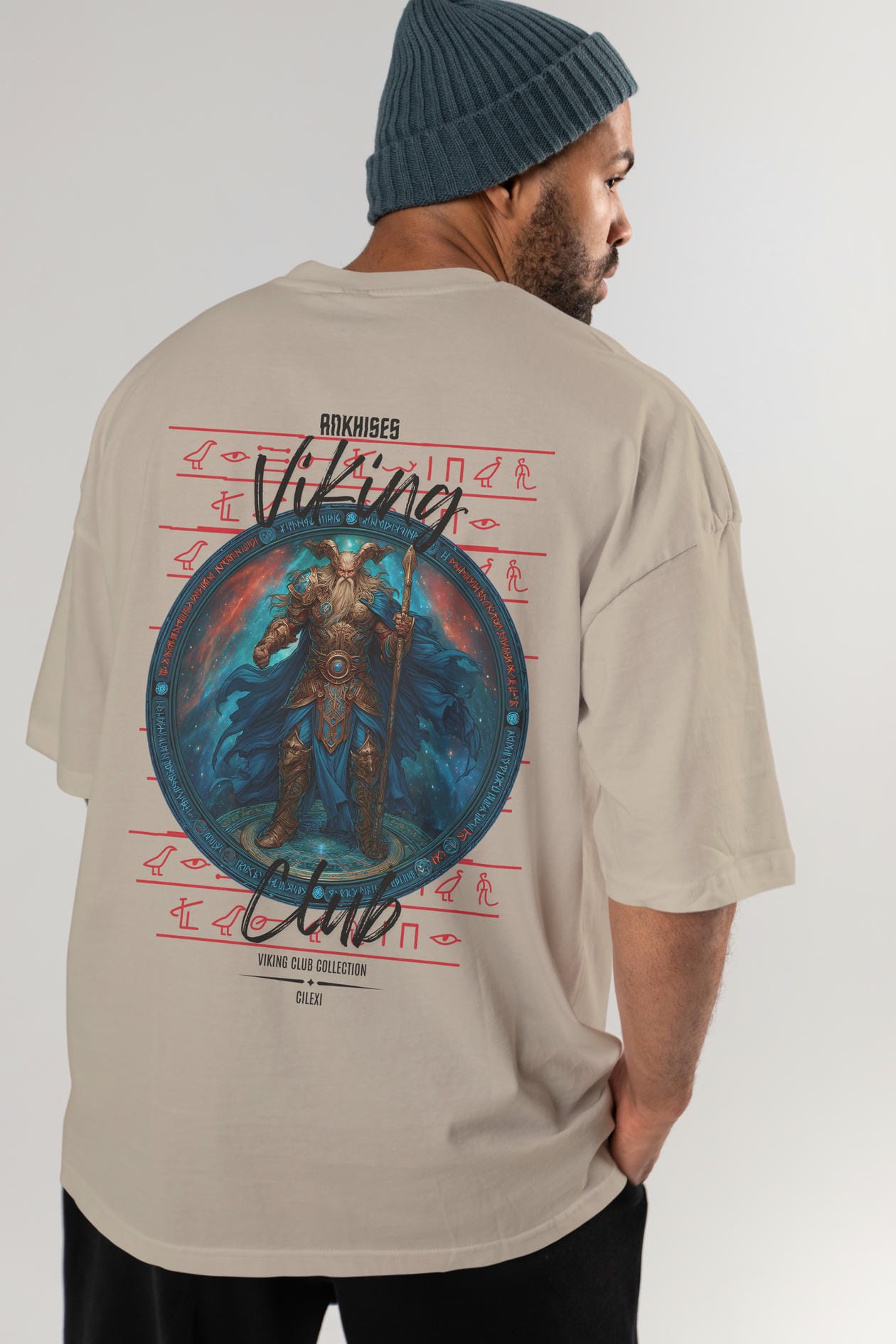 Heimdall Baskılı Oversize t-shirt Erkek Kadın %100 Pamuk Bisiklet Yaka tişort