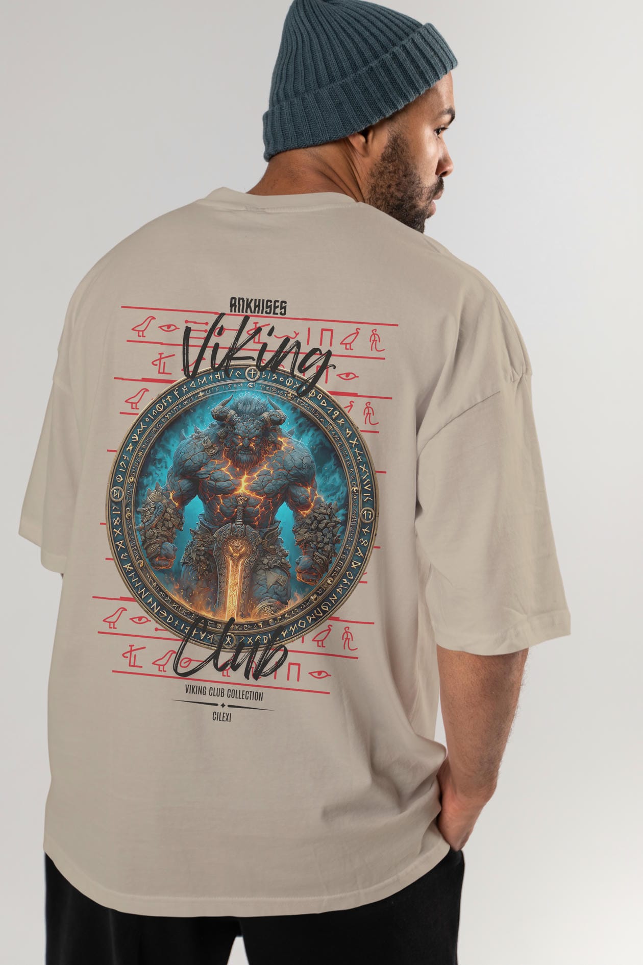 Surtr Arka Baskılı Oversize t-shirt Erkek Kadın %100 Pamuk Bisiklet Yaka tişort