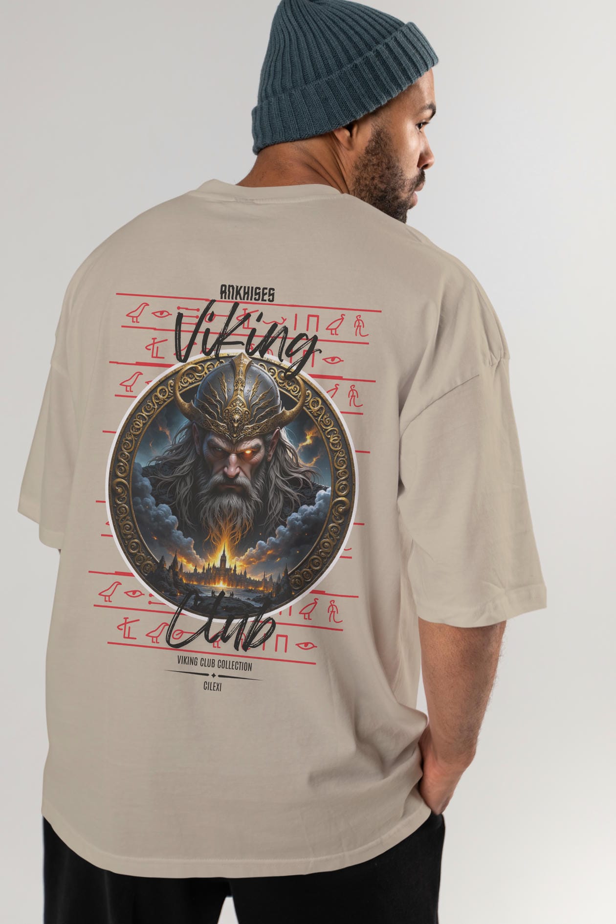 Odin 2 Arka Baskılı Oversize t-shirt Erkek Kadın %100 Pamuk Bisiklet Yaka tişort