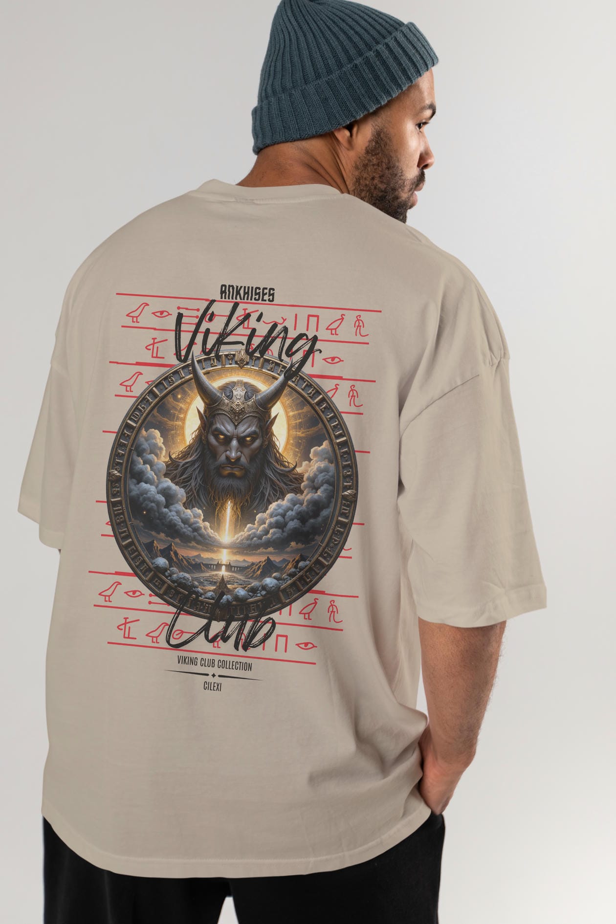 Viking Mitolojisi Serisi 9 Arka Baskılı Oversize t-shirt Erkek Kadın %100 Pamuk Bisiklet Yaka tişort