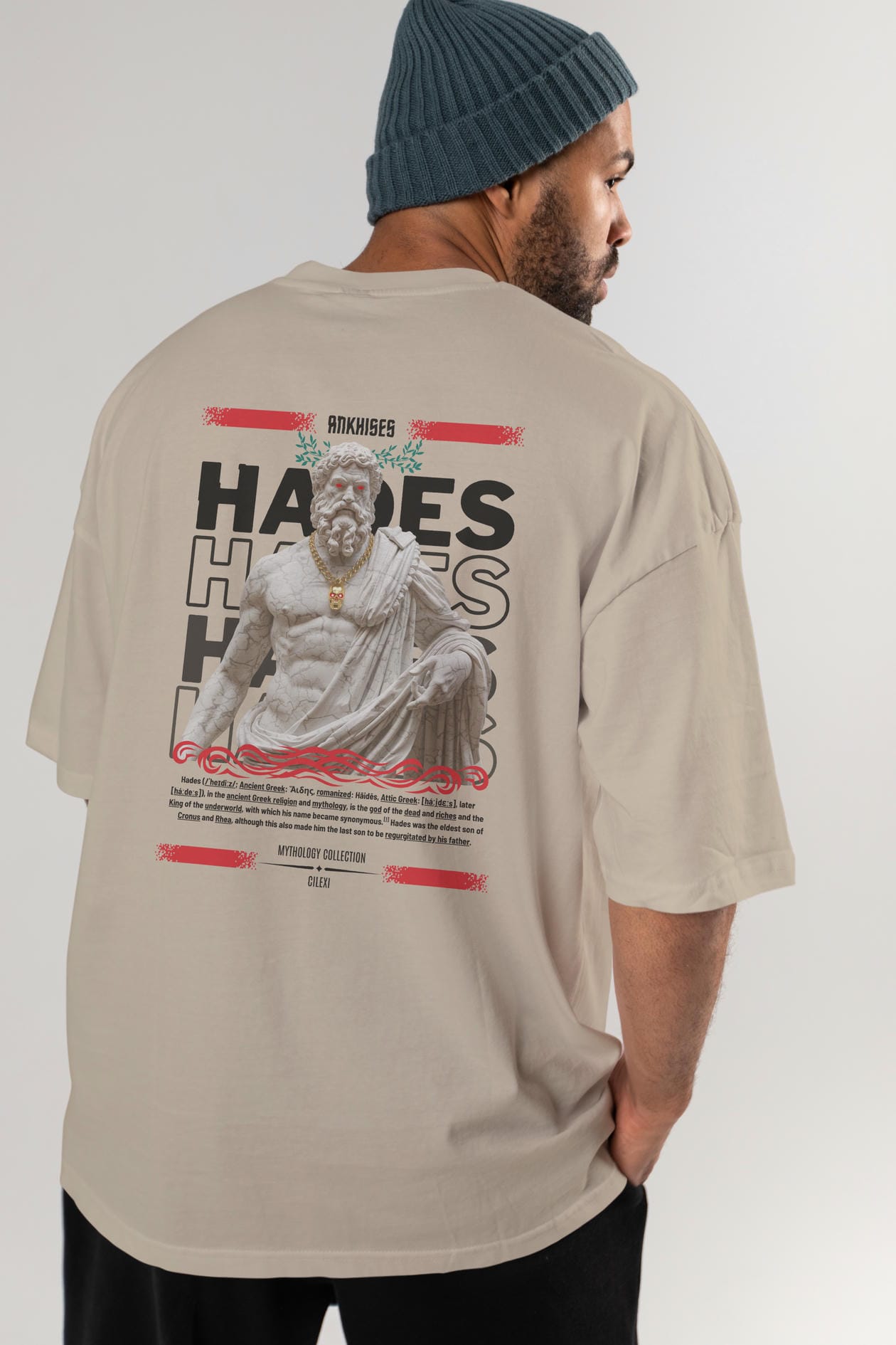 Hades 2 Arka Baskılı Oversize t-shirt Erkek Kadın %100 Pamuk Bisiklet Yaka tişort