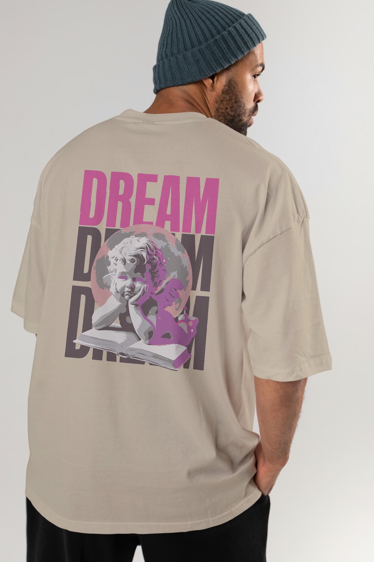 Dream Angel Arka Baskılı Oversize t-shirt Erkek Kadın %100 Pamuk Bisiklet Yaka tişort