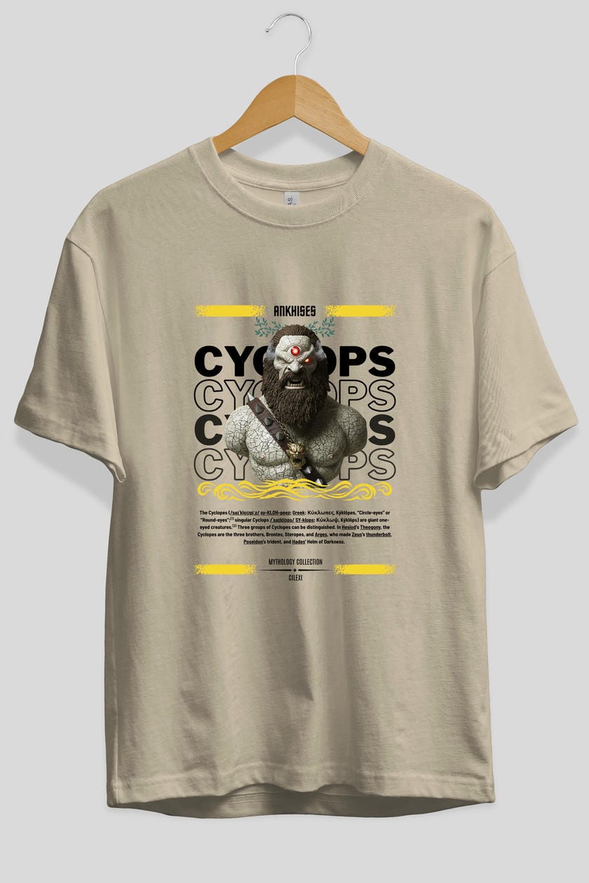 Cyclopes 1 ön Baskılı Oversize t-shirt Erkek Kadın %100 Pamuk Bisiklet Yaka tişort