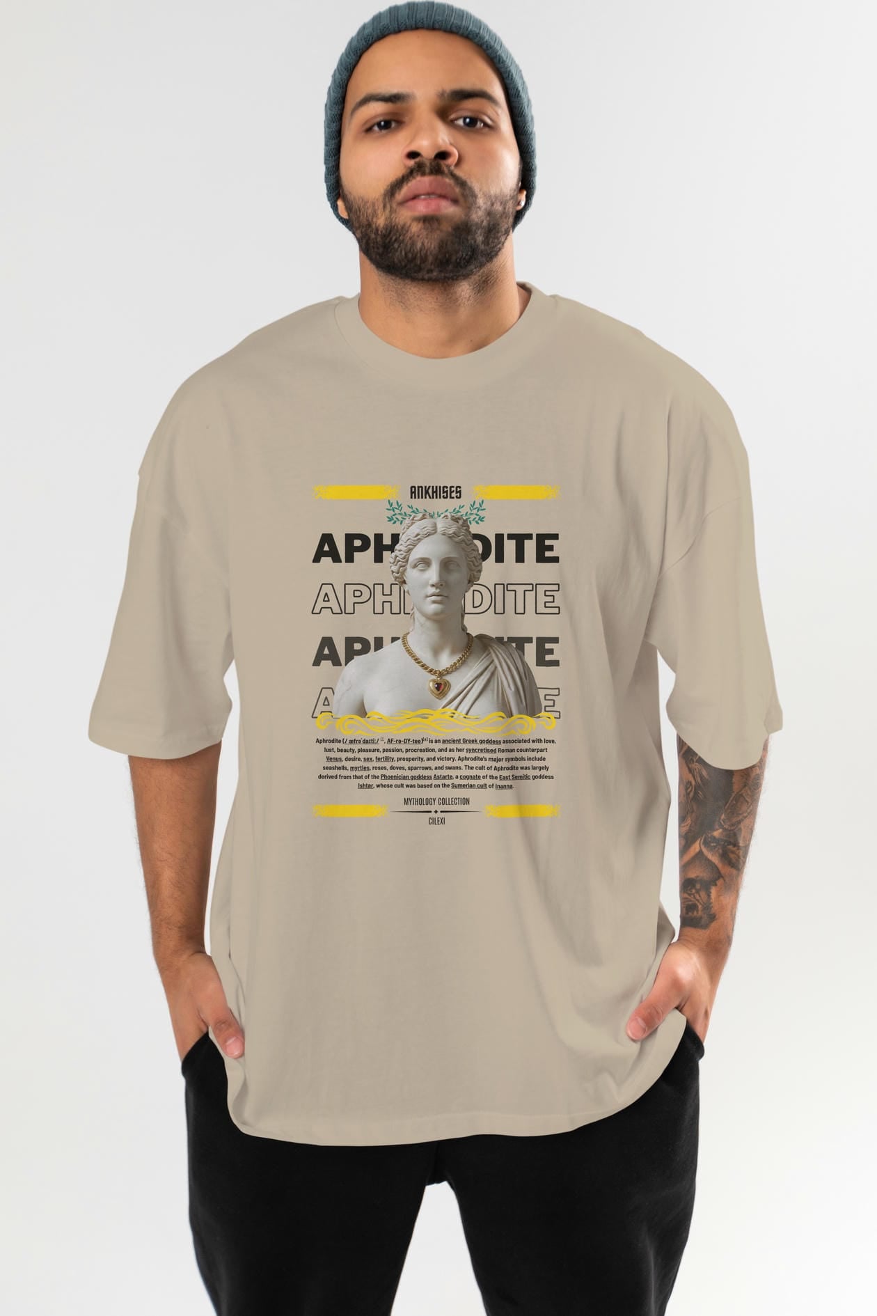 Aphrodite 1 ön Baskılı Oversize t-shirt Erkek Kadın %100 Pamuk Bisiklet Yaka tişort