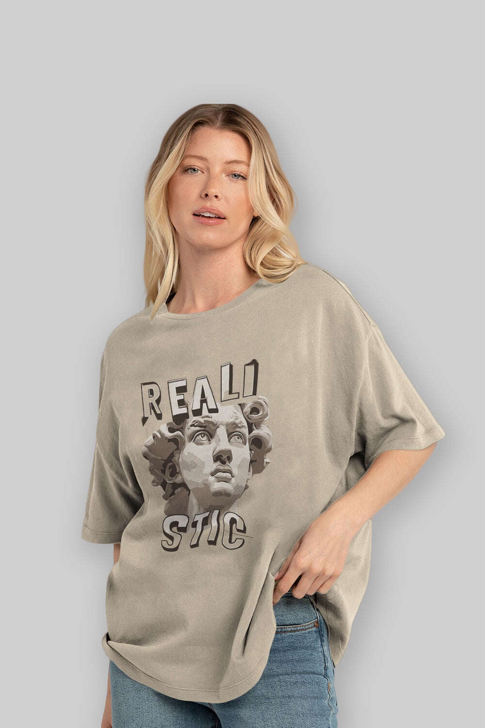 Realistic ön Baskılı Oversize t-shirt Erkek Kadın %100 Pamuk Bisiklet Yaka tişort