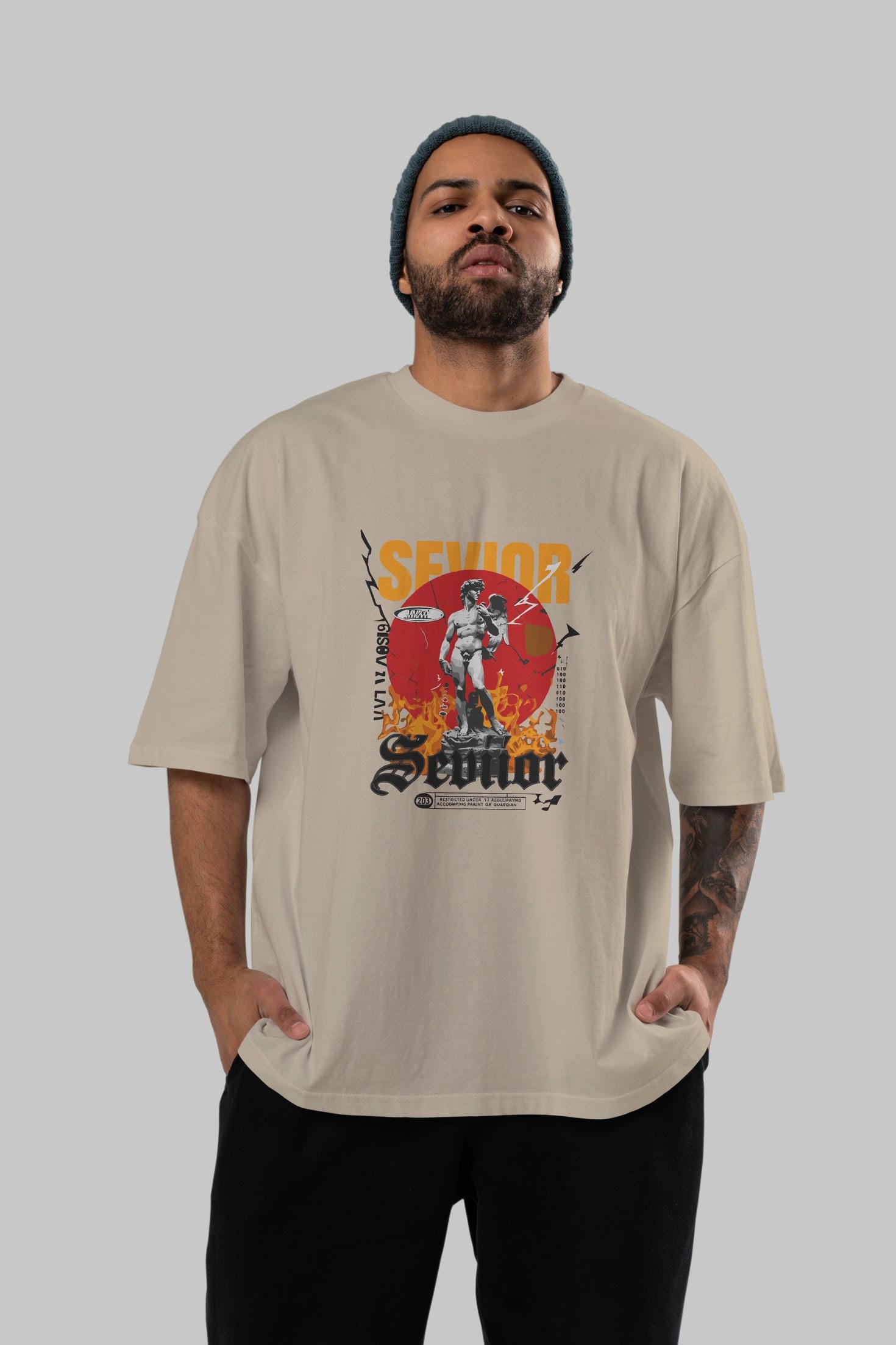 Sevior ön Baskılı Oversize t-shirt Erkek Kadın %100 Pamuk Bisiklet Yaka tişort