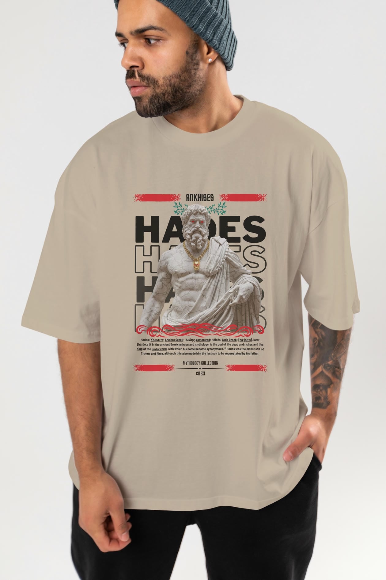 Hades 2 ön Baskılı Oversize t-shirt Erkek Kadın %100 Pamuk Bisiklet Yaka tişort