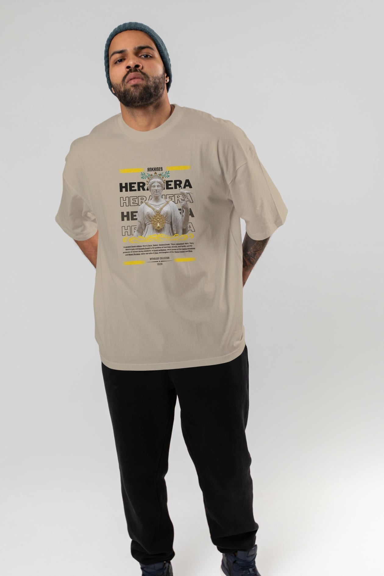 Hera 2 ön Baskılı Oversize t-shirt Erkek Kadın %100 Pamuk Bisiklet Yaka tişort