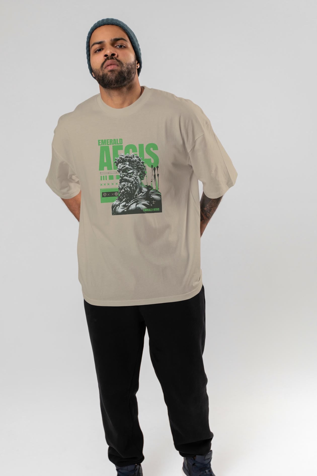 Emrald Regis ön Baskılı Oversize t-shirt Erkek Kadın %100 Pamuk Bisiklet Yaka tişort