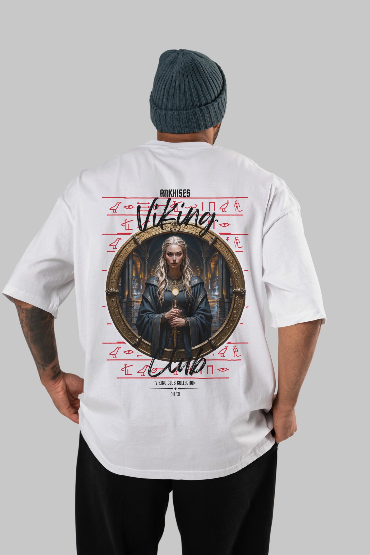 Viking Mitolojisi Serisi 5 Arka Baskılı Oversize t-shirt Erkek Kadın %100 Pamuk Bisiklet Yaka tişort
