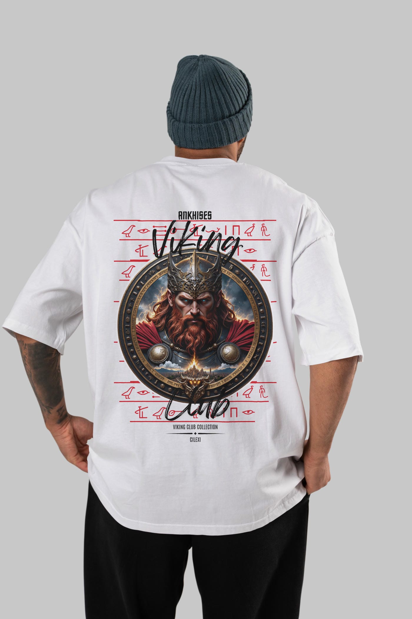 Thor 2 Arka Baskılı Oversize t-shirt Erkek Kadın %100 Pamuk Bisiklet Yaka tişort