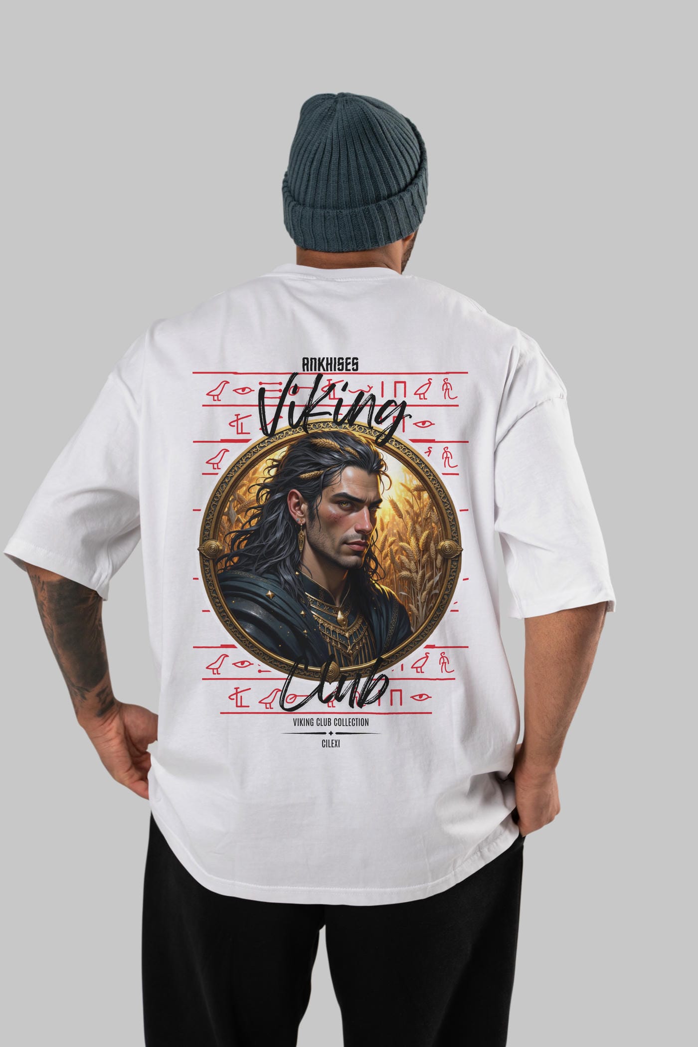 Viking Mitolojisi Serisi 2 Arka Baskılı Oversize t-shirt Erkek Kadın %100 Pamuk Bisiklet Yaka tişort