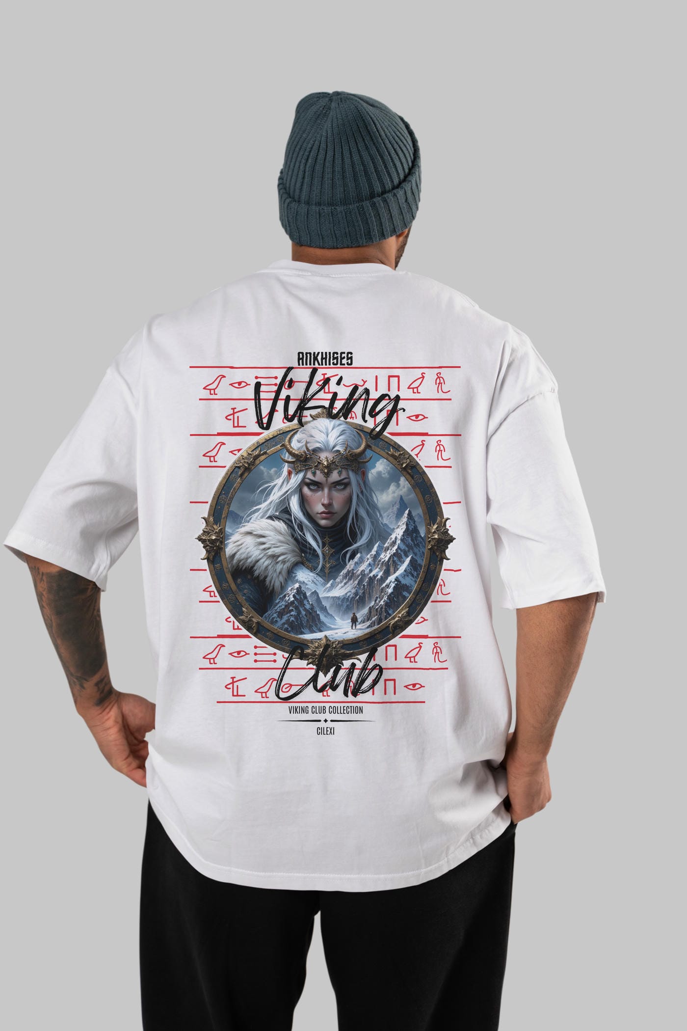 Viking Mitolojisi Serisi 19 Arka Baskılı Oversize t-shirt Erkek Kadın %100 Pamuk Bisiklet Yaka tişort