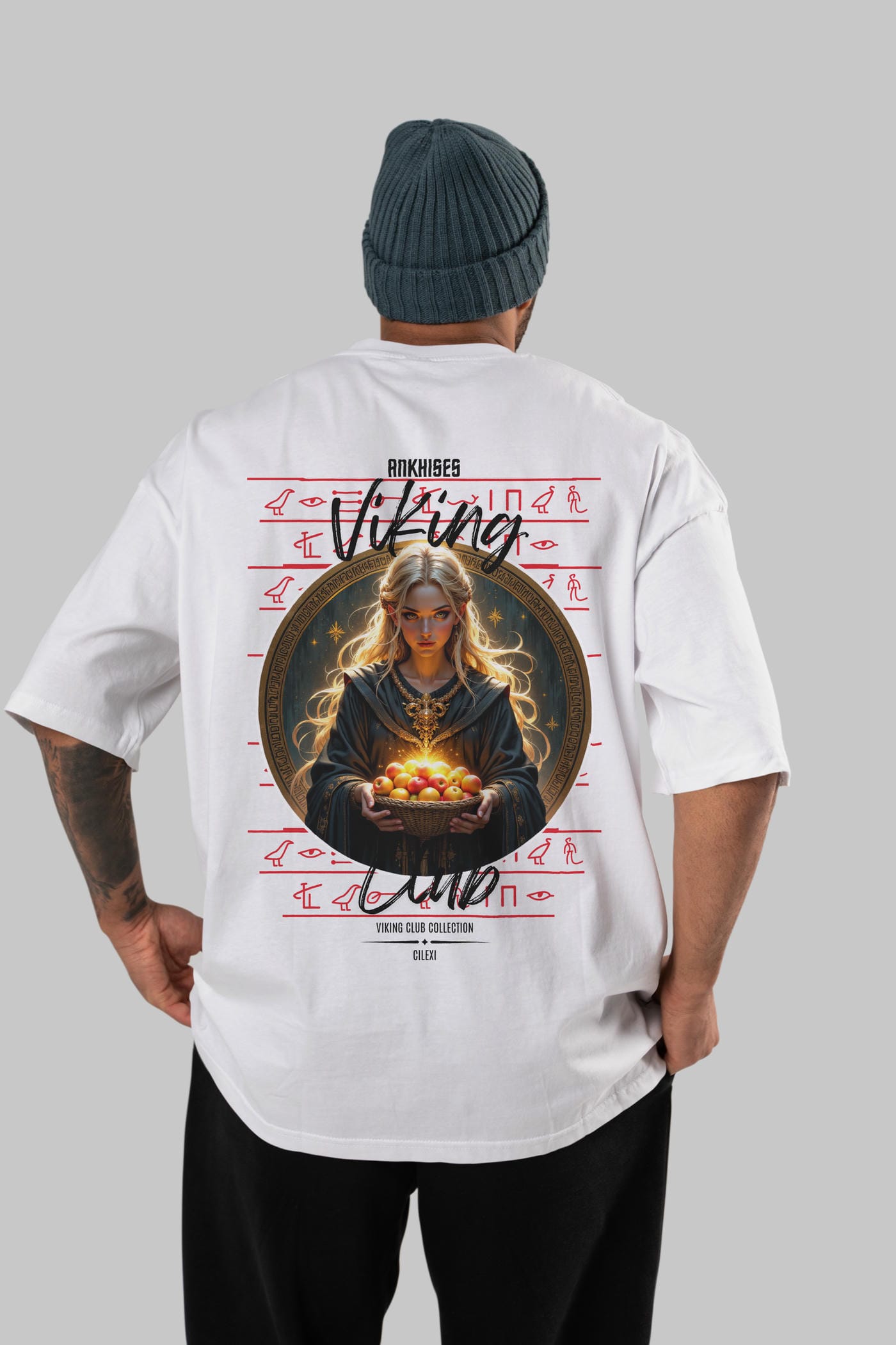 Viking Mitolojisi Serisi 16 Arka Baskılı Oversize t-shirt Erkek Kadın %100 Pamuk Bisiklet Yaka tişort