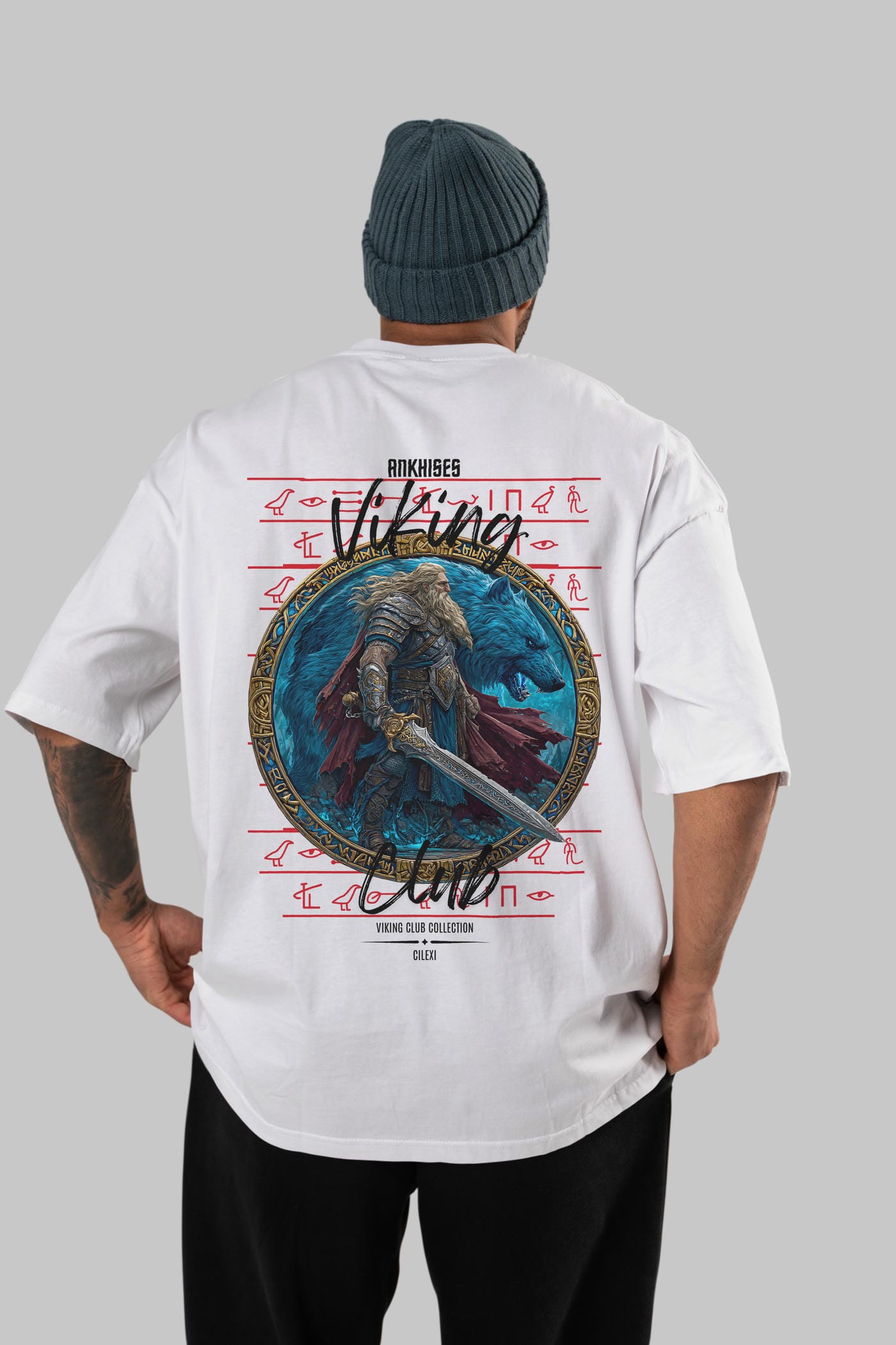 Tyr Arka Baskılı Oversize t-shirt Erkek Kadın %100 Pamuk Bisiklet Yaka tişort