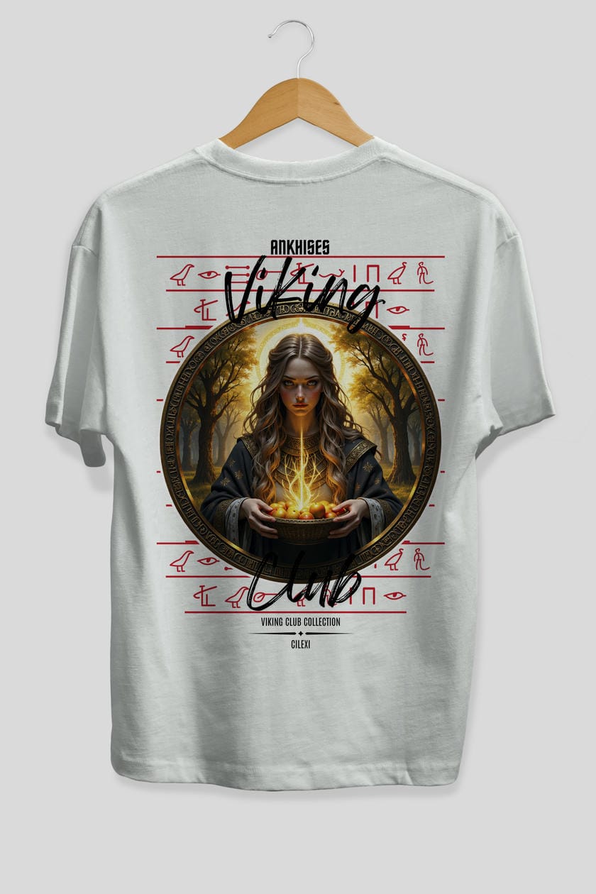 Viking Mitolojisi Serisi 17 Arka Baskılı Oversize t-shirt Erkek Kadın %100 Pamuk Bisiklet Yaka tişort