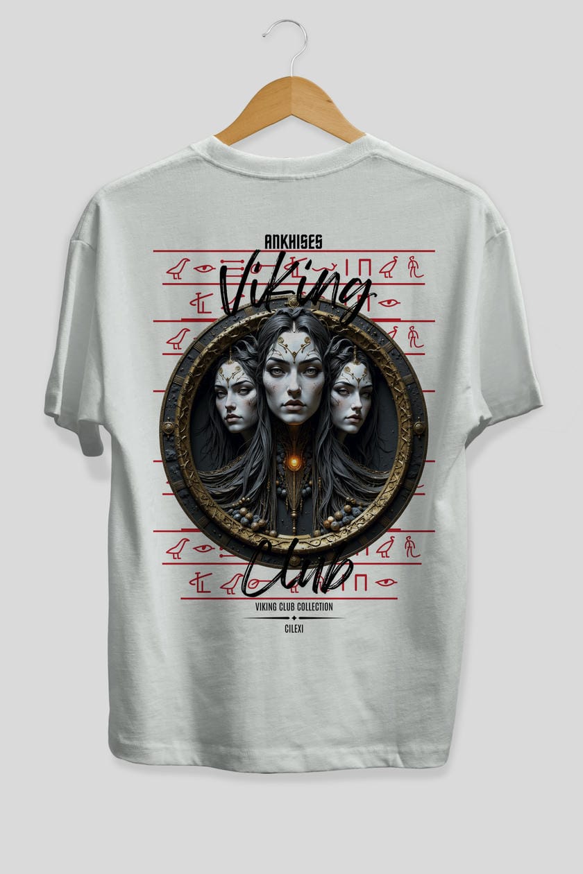 Viking Mitolojisi Serisi 23 Arka Baskılı Oversize t-shirt Erkek Kadın %100 Pamuk Bisiklet Yaka tişort