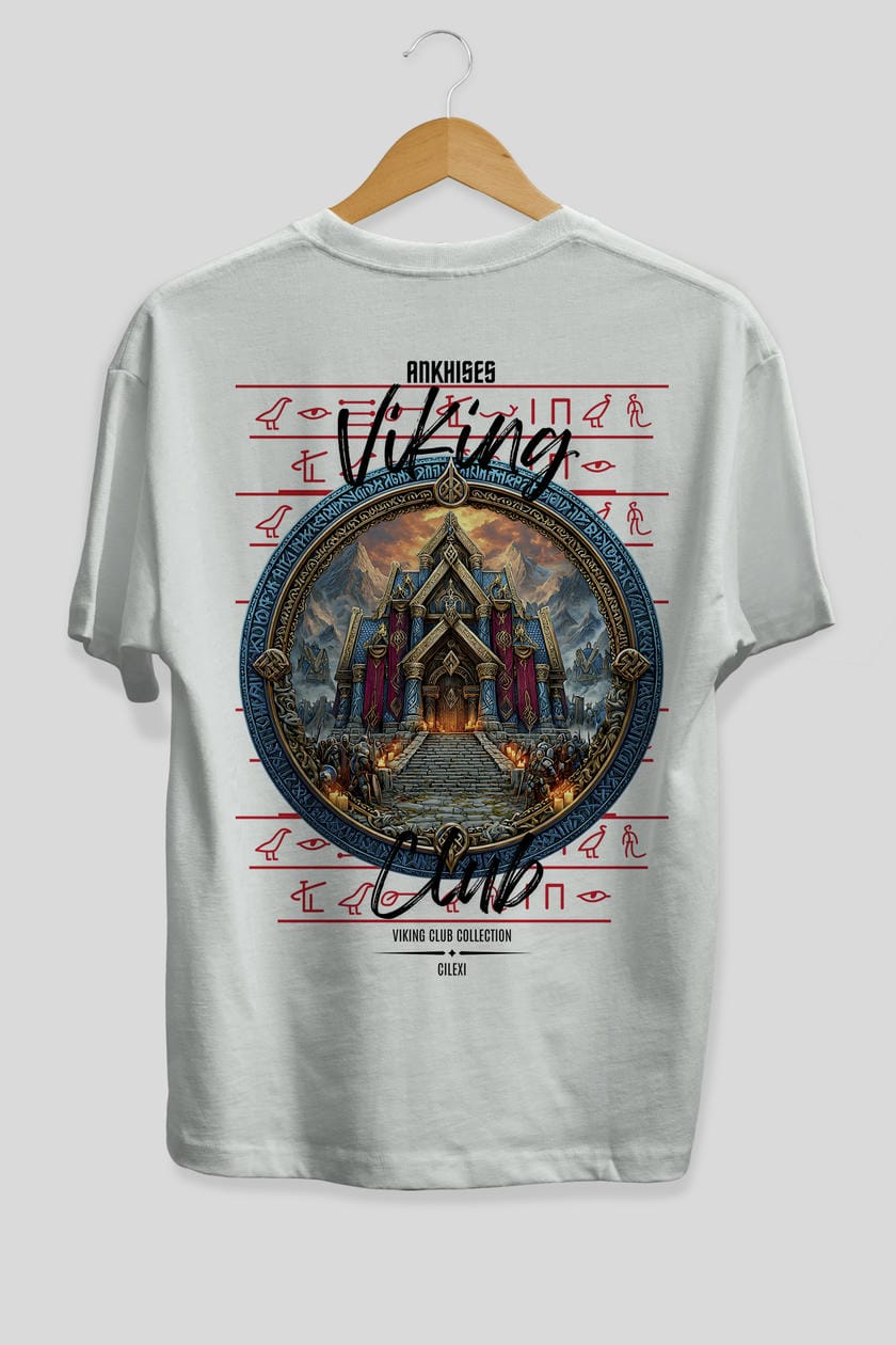 Valhalla Arka Baskılı Oversize t-shirt Erkek Kadın %100 Pamuk Bisiklet Yaka tişort