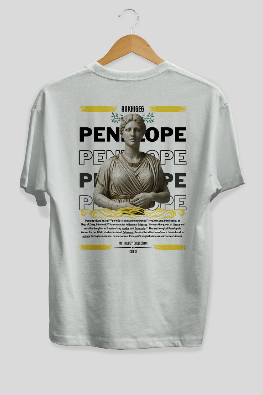 Penelope 1 Arka Baskılı Oversize t-shirt Erkek Kadın %100 Pamuk Bisiklet Yaka tişort