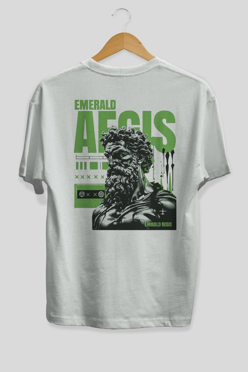 Emrald Regis Arka Baskılı Oversize t-shirt Erkek Kadın %100 Pamuk Bisiklet Yaka tişort