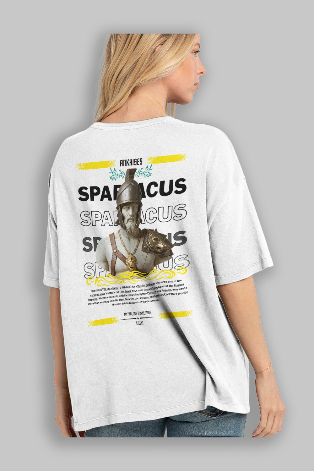 Spartacus 2 Arka Baskılı Oversize t-shirt Erkek Kadın %100 Pamuk Bisiklet Yaka tişort