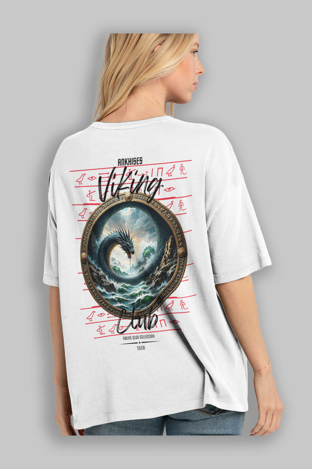 Viking Mitolojisi Serisi 26 Arka Baskılı Oversize t-shirt Erkek Kadın %100 Pamuk Bisiklet Yaka tişort
