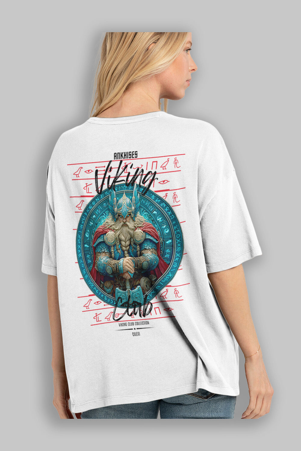 Thor Arka Baskılı Oversize t-shirt Erkek Kadın %100 Pamuk Bisiklet Yaka tişort