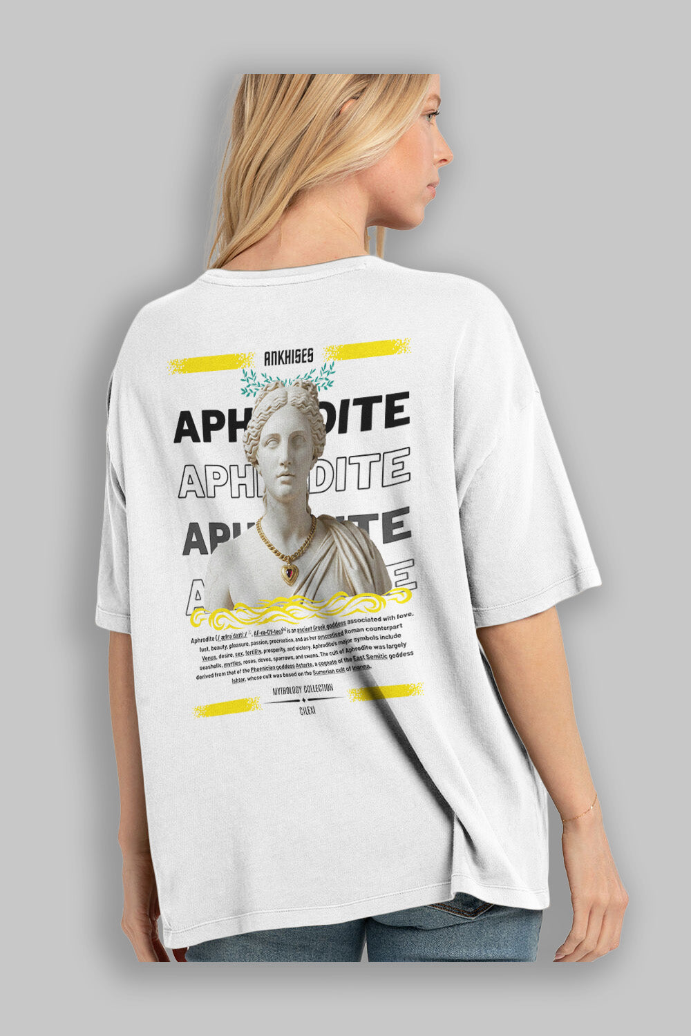 Aphrodite 1 Arka Baskılı Oversize t-shirt Erkek Kadın %100 Pamuk Bisiklet Yaka tişort