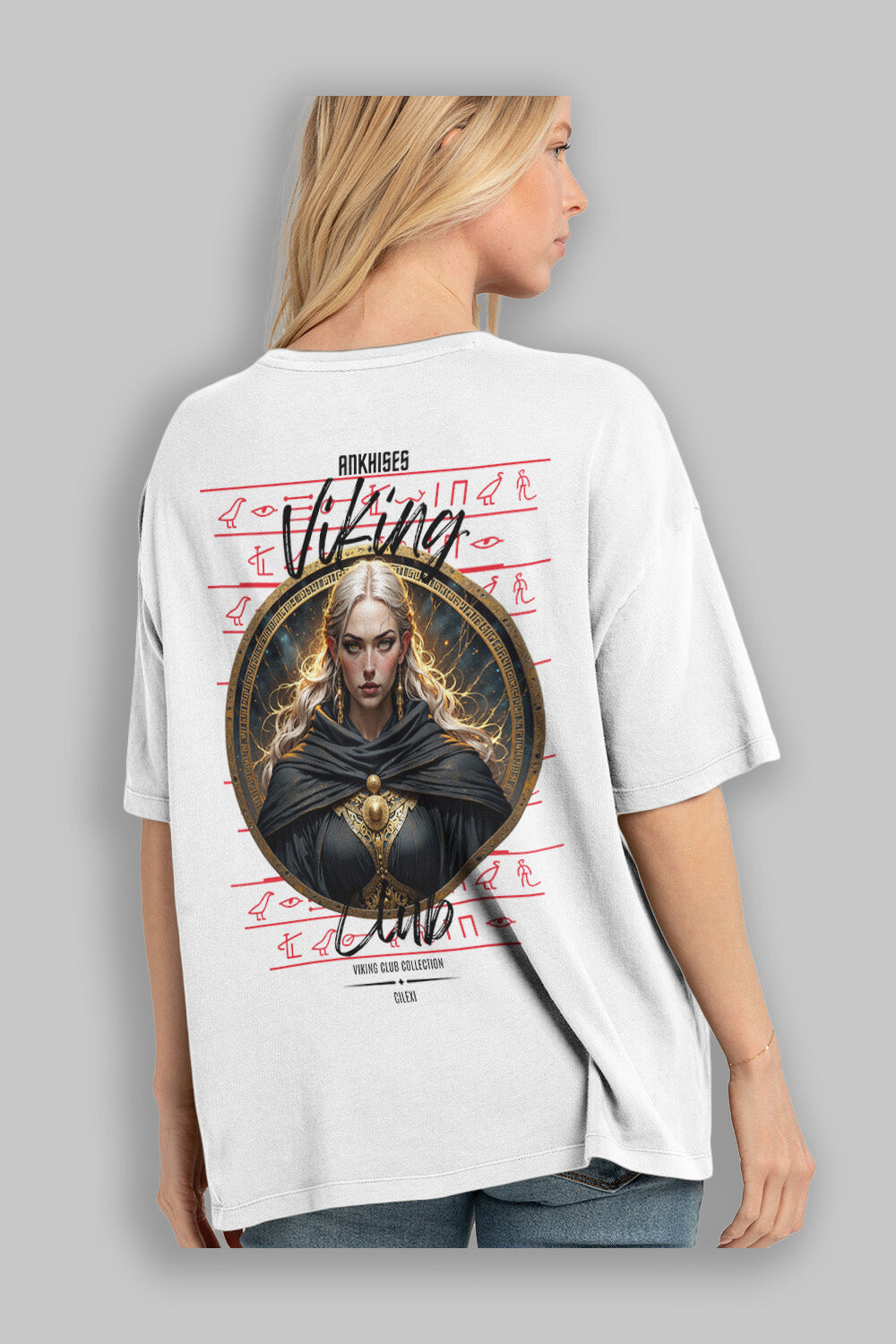 Viking Mitolojisi Serisi 4 Arka Baskılı Oversize t-shirt Erkek Kadın %100 Pamuk Bisiklet Yaka tişort