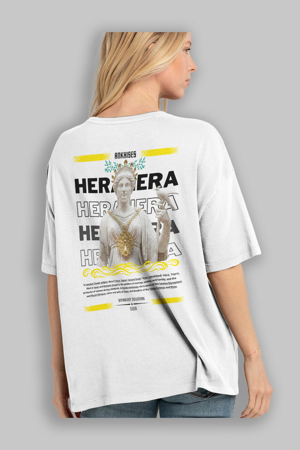 Hera 2 Arka Baskılı Oversize t-shirt Erkek Kadın %100 Pamuk Bisiklet Yaka tişort