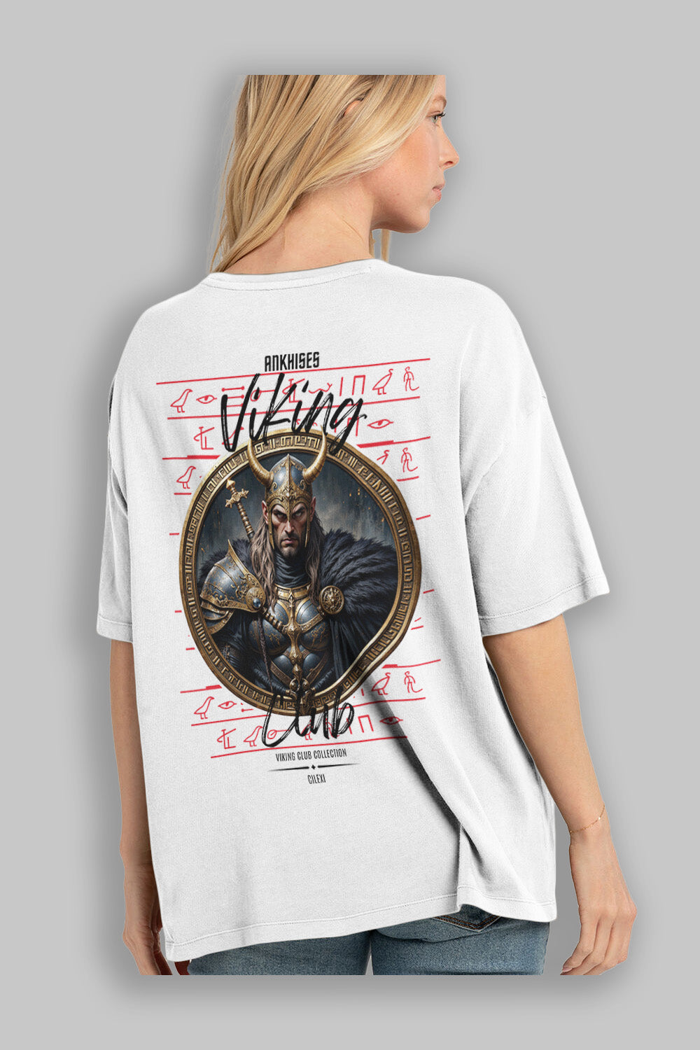 Viking Mitolojisi Serisi 21 Arka Baskılı Oversize t-shirt Erkek Kadın %100 Pamuk Bisiklet Yaka tişort