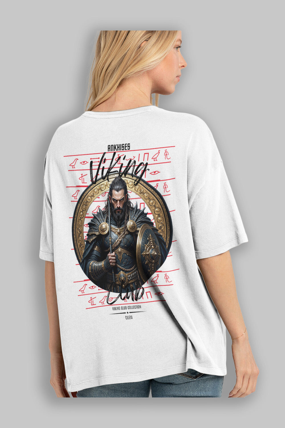 Viking Mitolojisi Serisi 6 Arka Baskılı Oversize t-shirt Erkek Kadın %100 Pamuk Bisiklet Yaka tişort