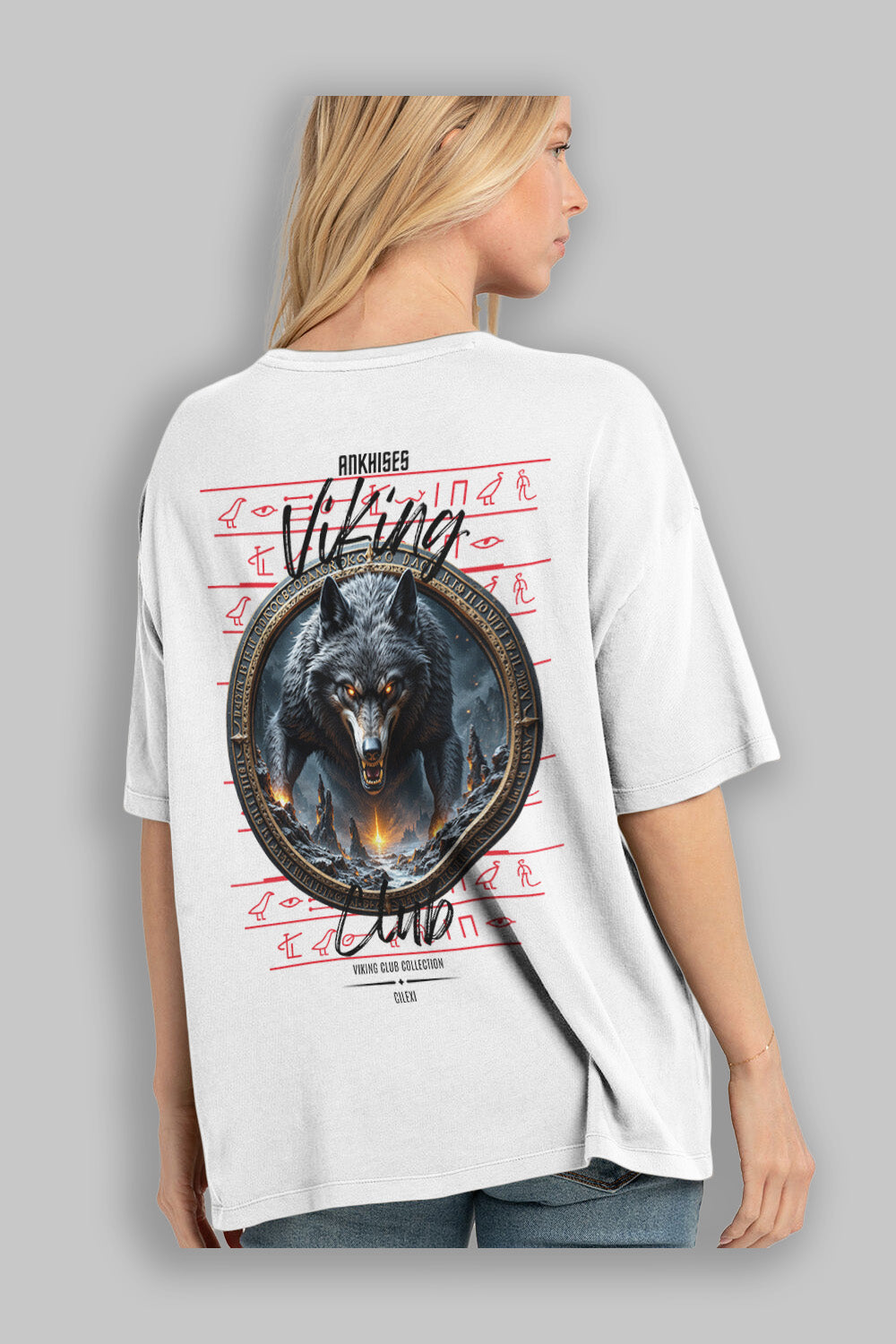 Viking Mitolojisi Serisi 28 Arka Baskılı Oversize t-shirt Erkek Kadın %100 Pamuk Bisiklet Yaka tişort