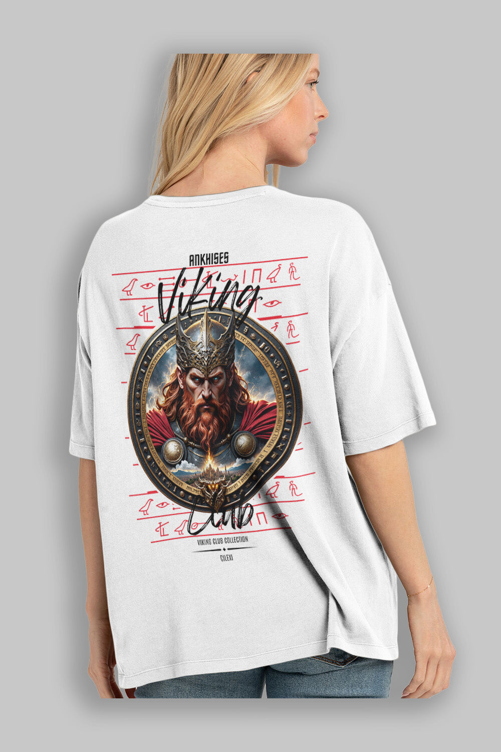 Thor 2 Arka Baskılı Oversize t-shirt Erkek Kadın %100 Pamuk Bisiklet Yaka tişort