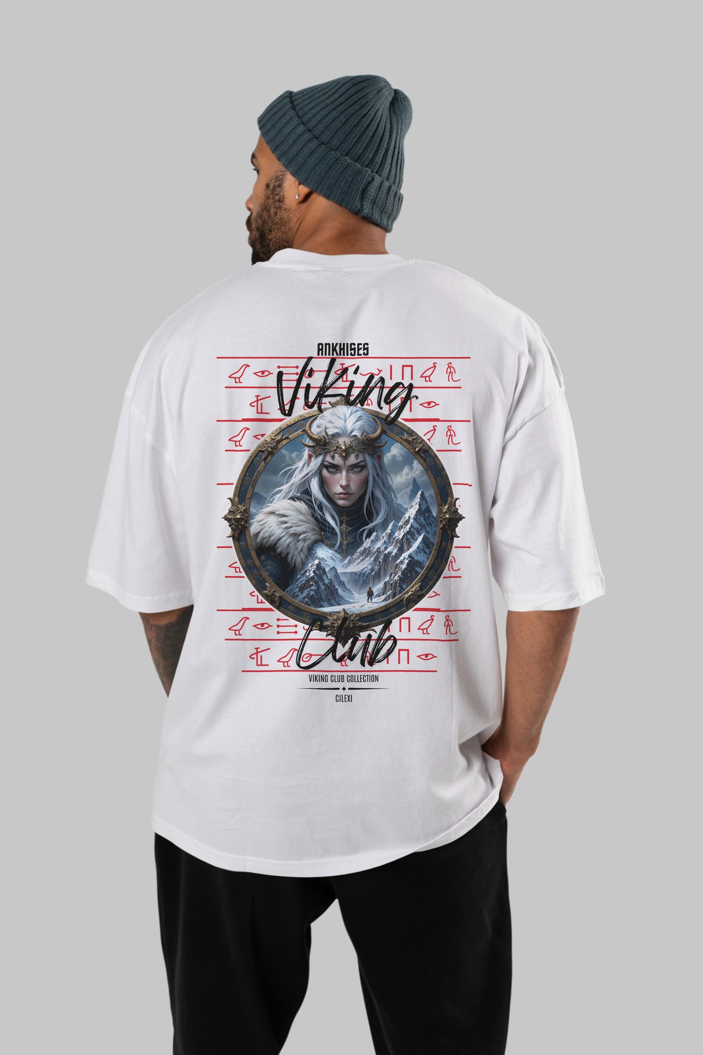 Viking Mitolojisi Serisi 19 Arka Baskılı Oversize t-shirt Erkek Kadın %100 Pamuk Bisiklet Yaka tişort