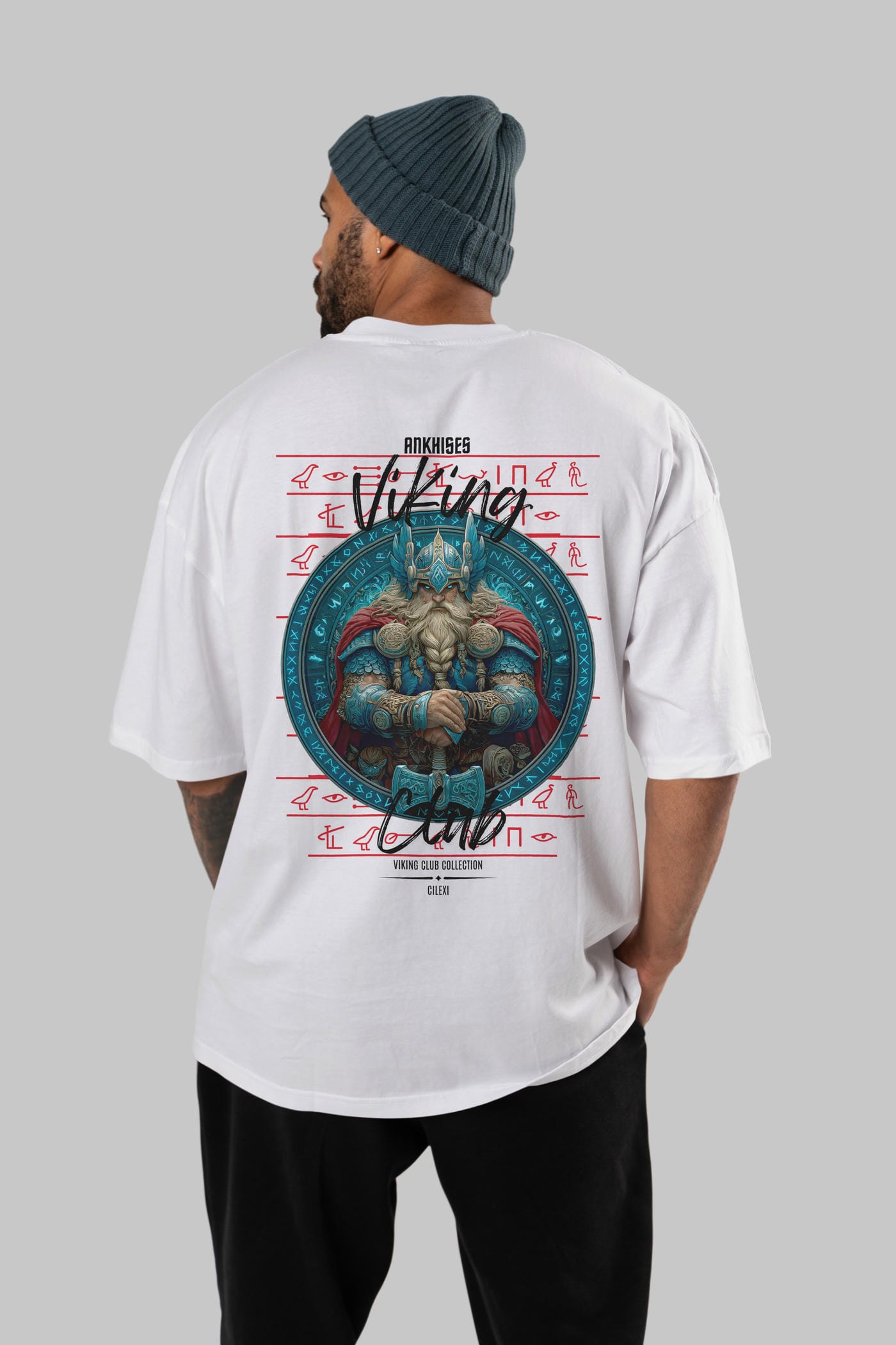 Thor Arka Baskılı Oversize t-shirt Erkek Kadın %100 Pamuk Bisiklet Yaka tişort