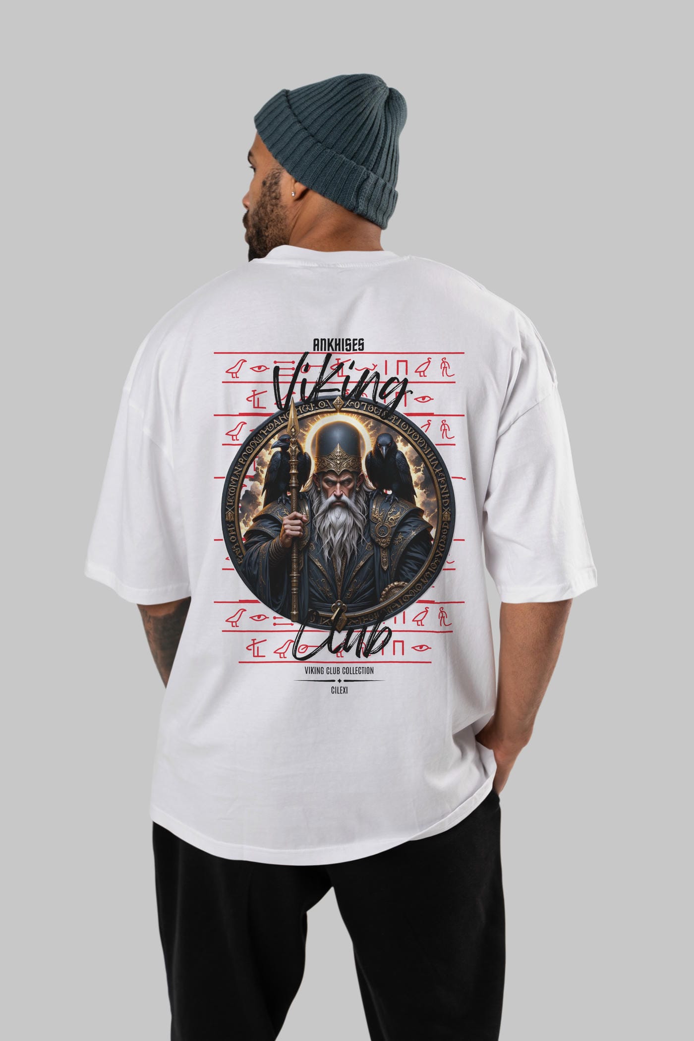Odin 1 Arka Baskılı Oversize t-shirt Erkek Kadın %100 Pamuk Bisiklet Yaka tişort