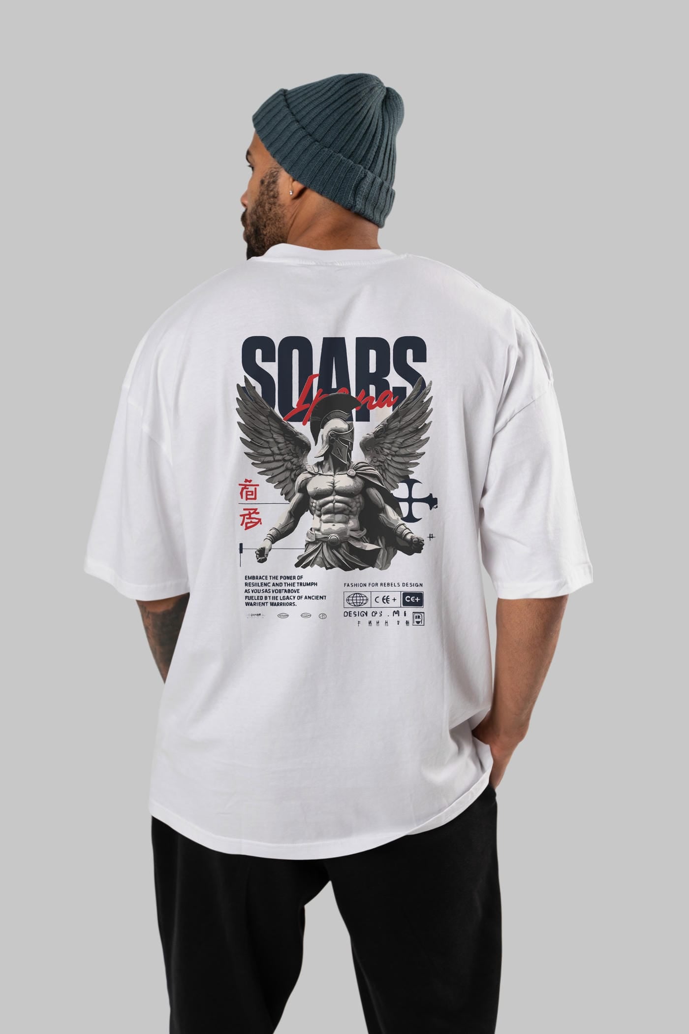 Soars Arka Baskılı Oversize t-shirt Erkek Kadın %100 Pamuk Bisiklet Yaka tişort