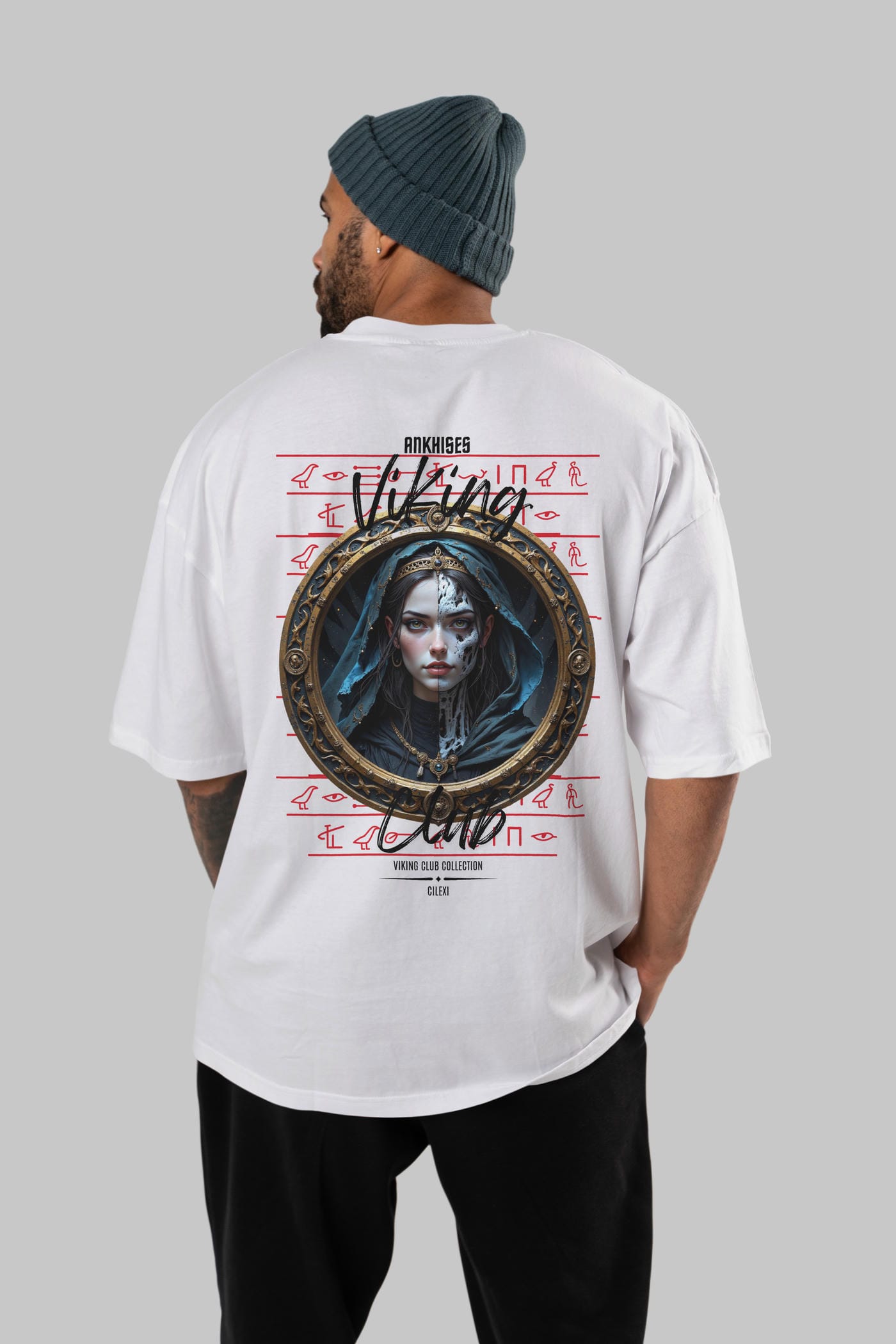 Viking Mitolojisi Serisi 10 Arka Baskılı Oversize t-shirt Erkek Kadın %100 Pamuk Bisiklet Yaka tişort