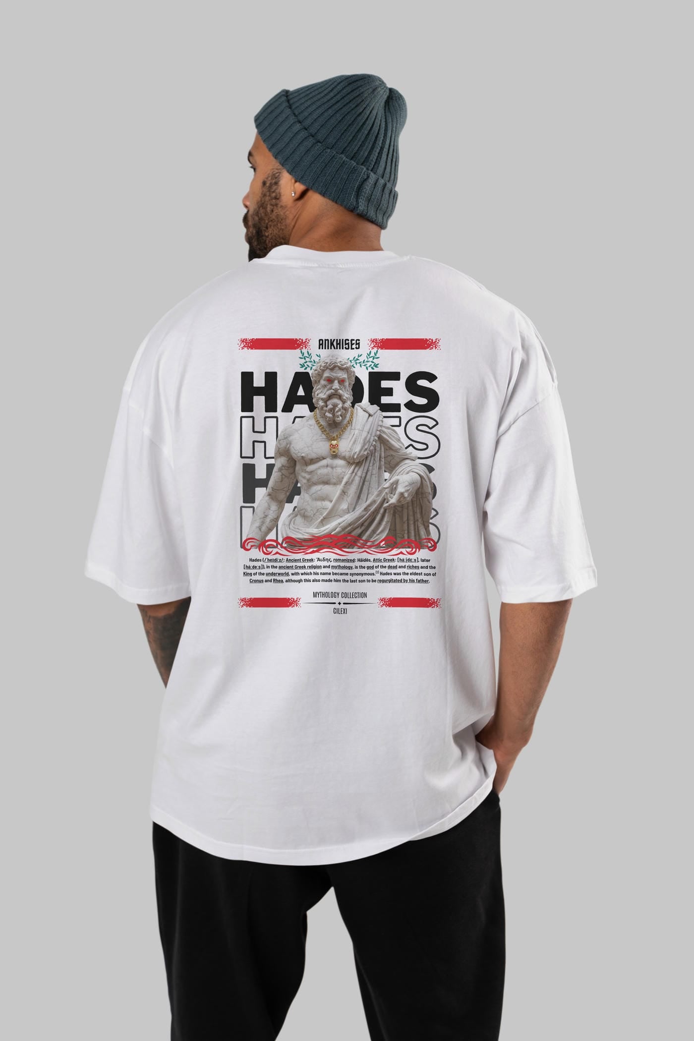 Hades 2 Arka Baskılı Oversize t-shirt Erkek Kadın %100 Pamuk Bisiklet Yaka tişort