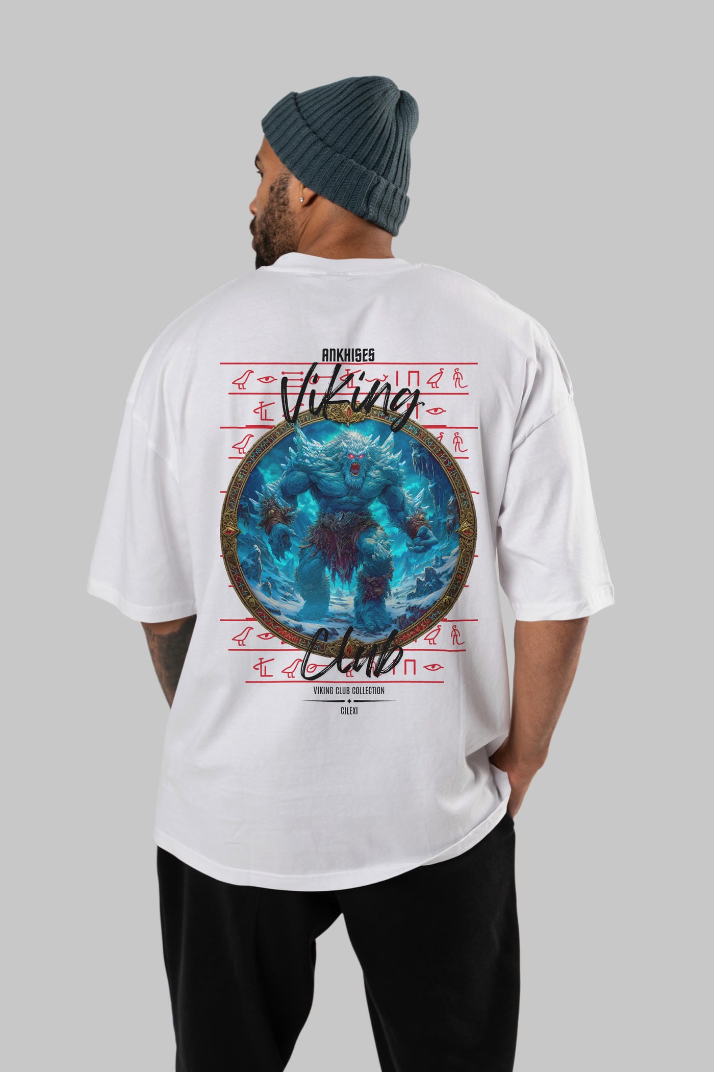 Ymir Arka Baskılı Oversize t-shirt Erkek Kadın %100 Pamuk Bisiklet Yaka tişort