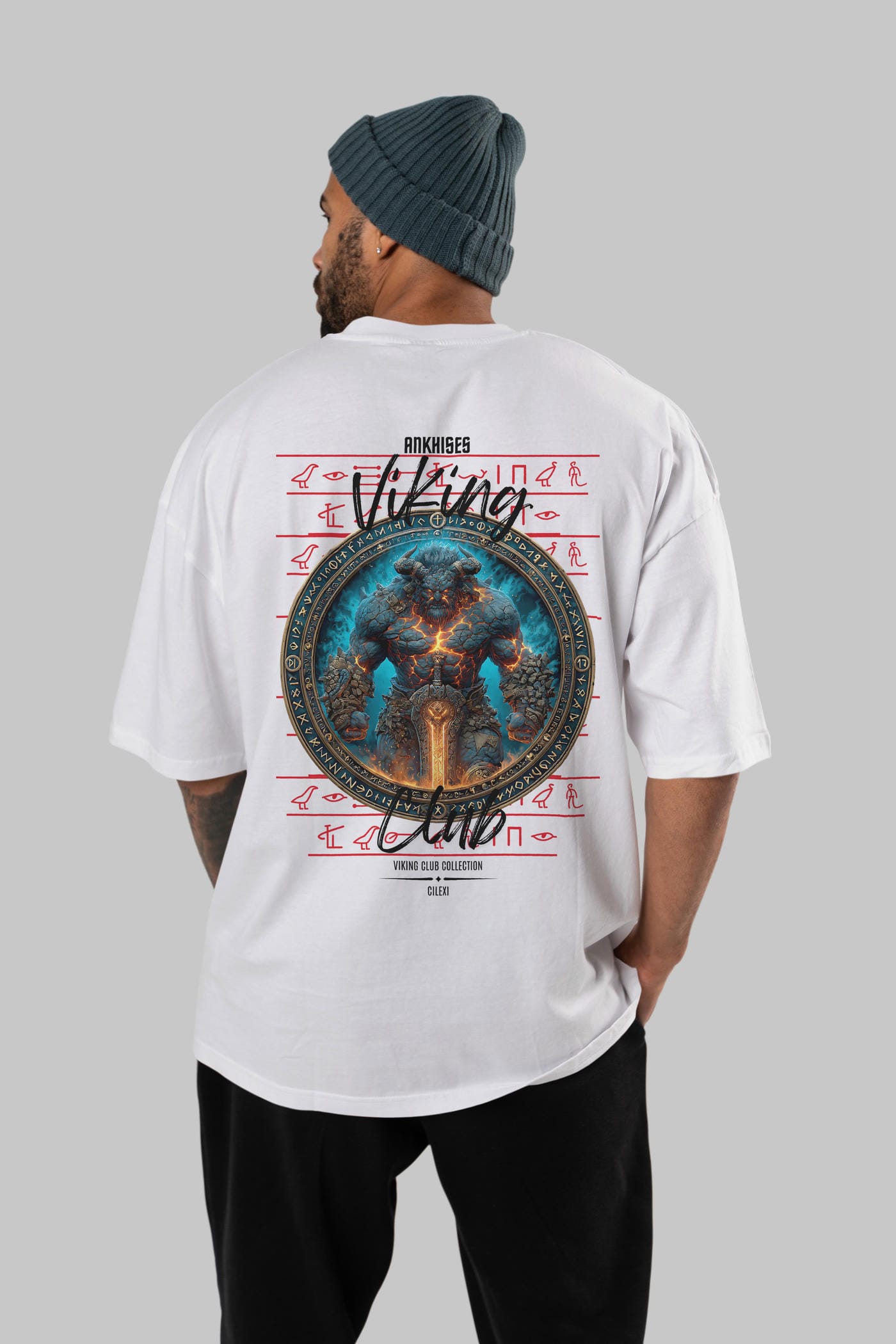 Surtr Arka Baskılı Oversize t-shirt Erkek Kadın %100 Pamuk Bisiklet Yaka tişort
