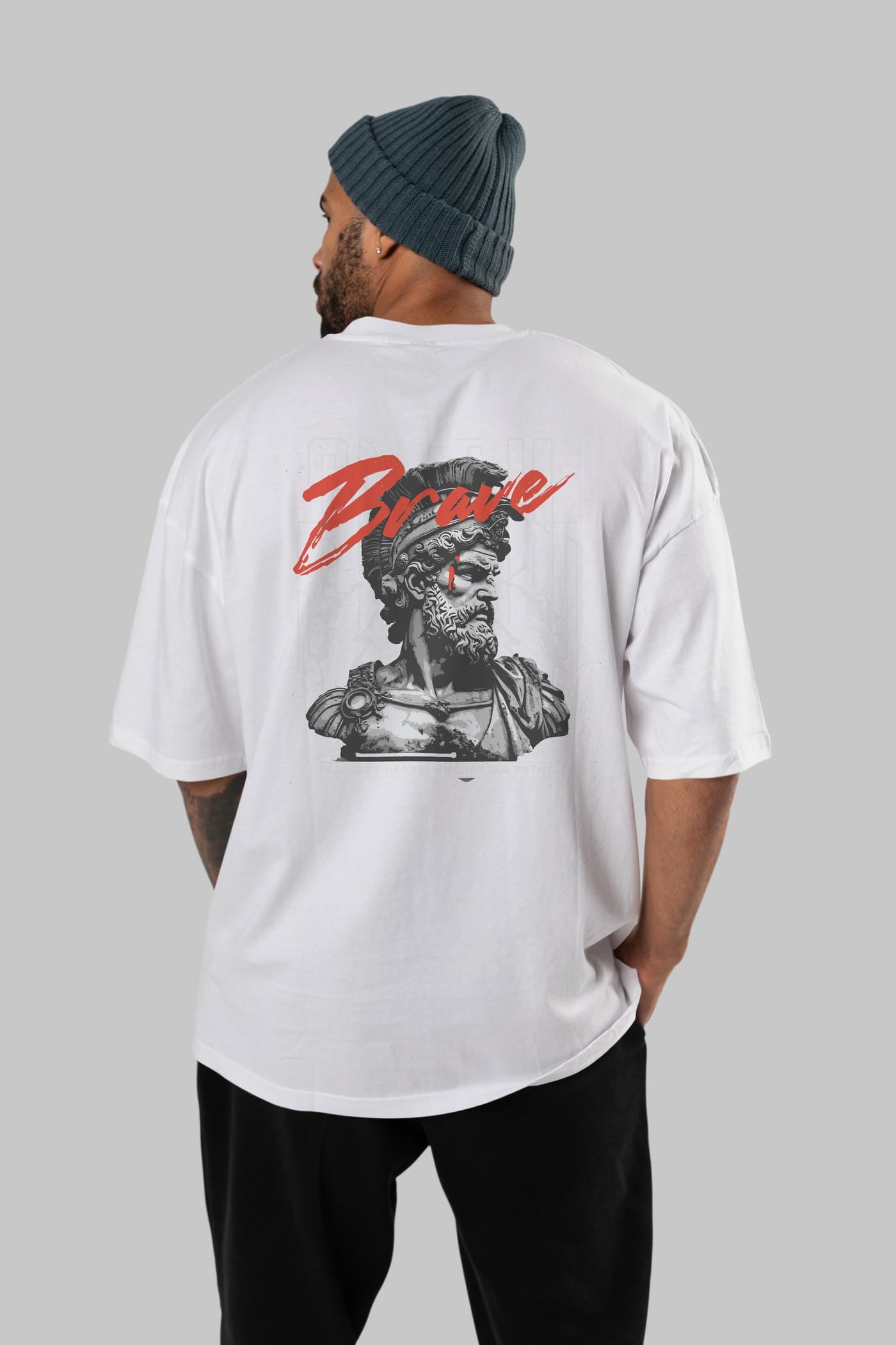 Brave Arka Baskılı Oversize t-shirt Erkek Kadın %100 Pamuk Bisiklet Yaka tişort