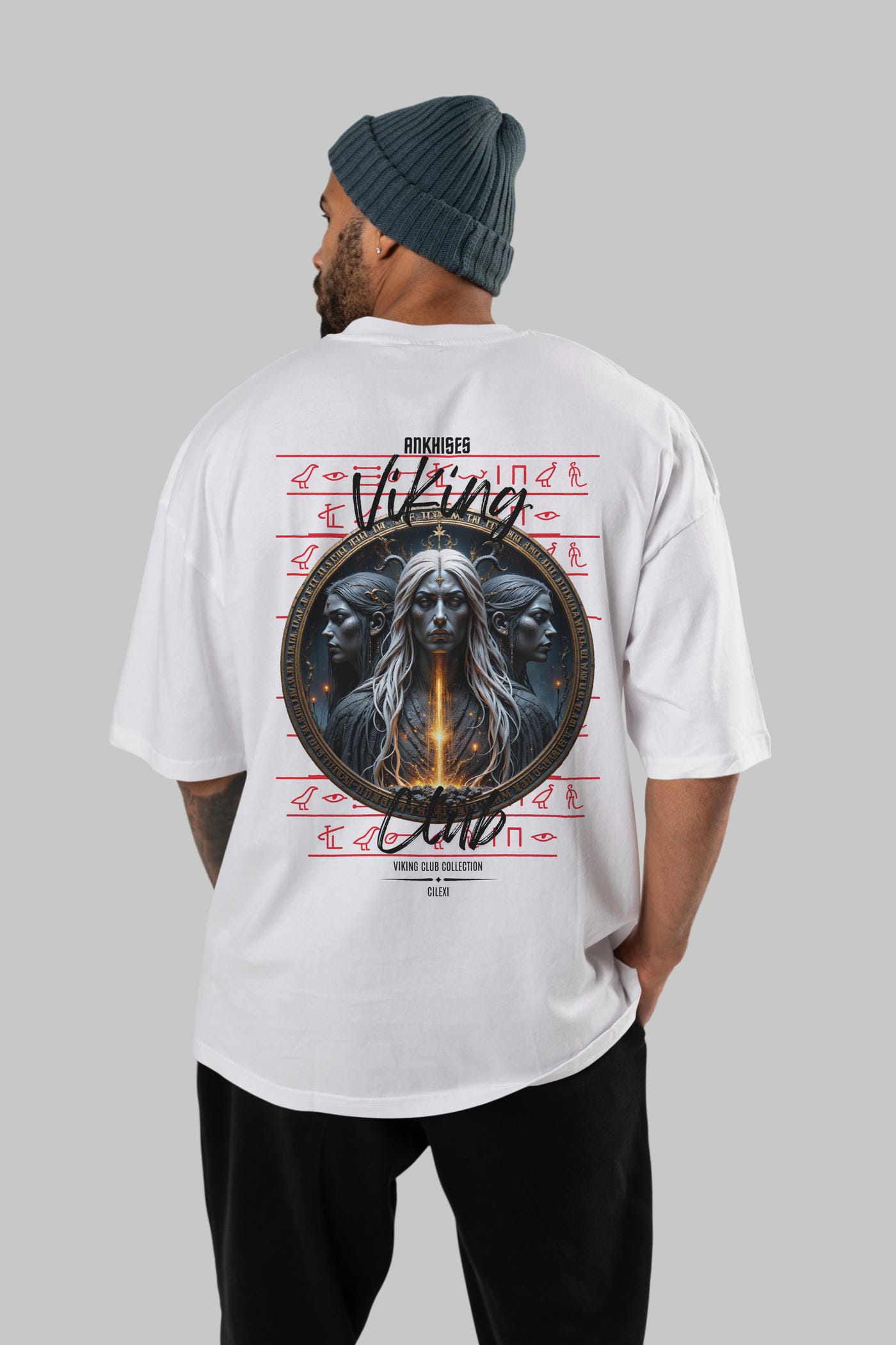 Viking Mitolojisi Serisi 24 Arka Baskılı Oversize t-shirt Erkek Kadın %100 Pamuk Bisiklet Yaka tişort