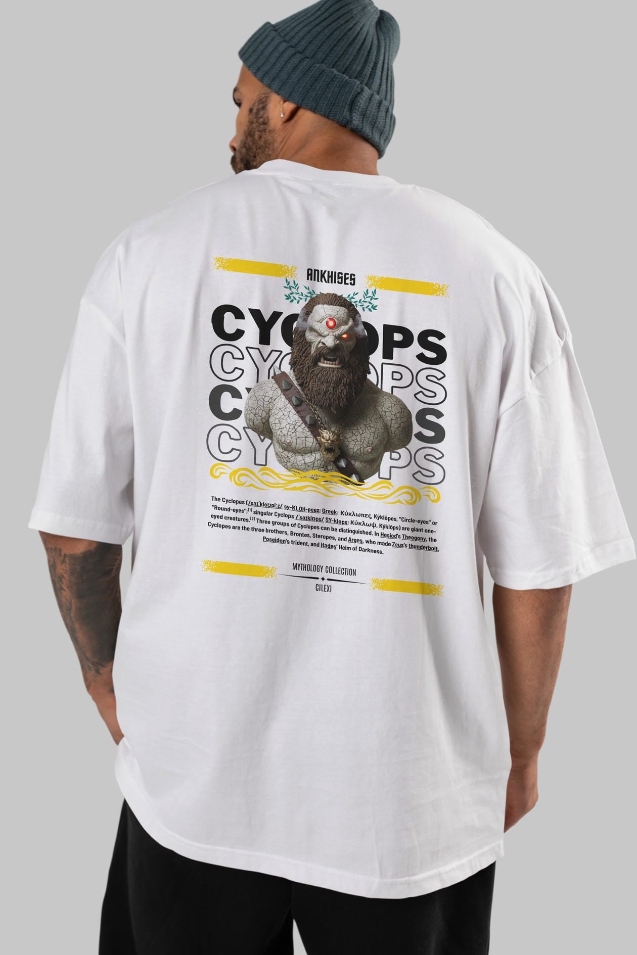 Cyclopes 1 Arka Baskılı Oversize t-shirt Erkek Kadın %100 Pamuk Bisiklet Yaka tişort