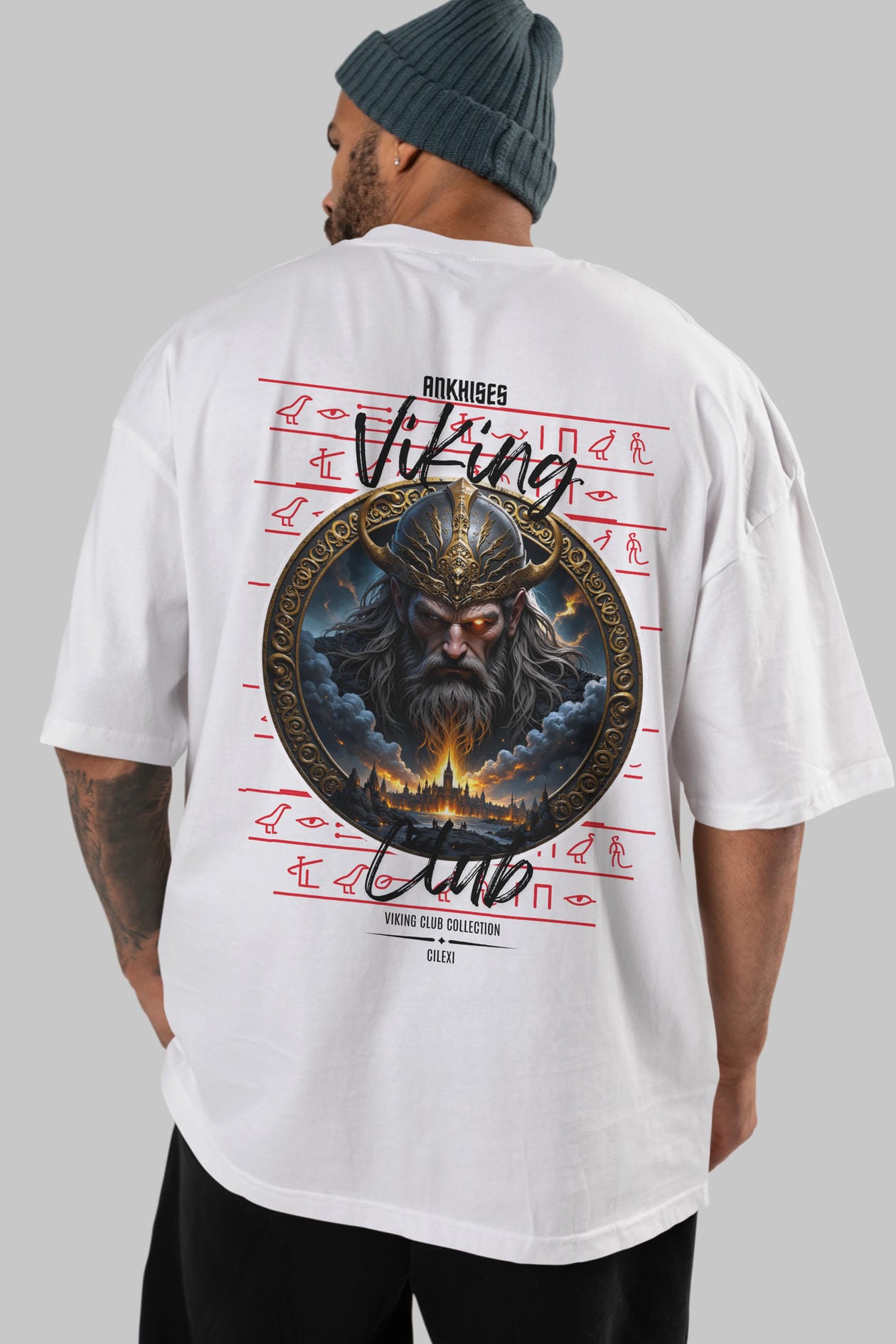 Odin 2 Arka Baskılı Oversize t-shirt Erkek Kadın %100 Pamuk Bisiklet Yaka tişort