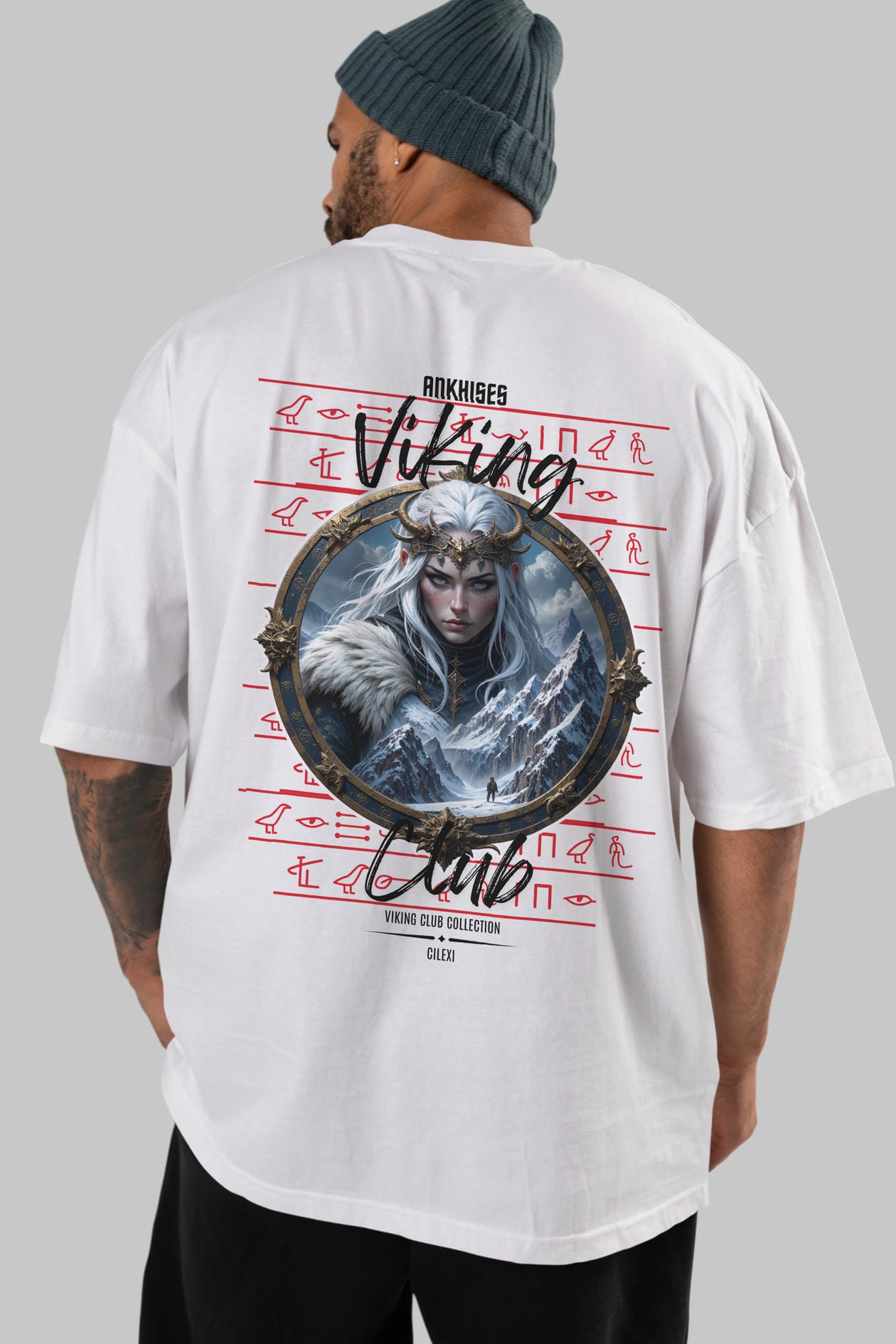 Viking Mitolojisi Serisi 19 Arka Baskılı Oversize t-shirt Erkek Kadın %100 Pamuk Bisiklet Yaka tişort