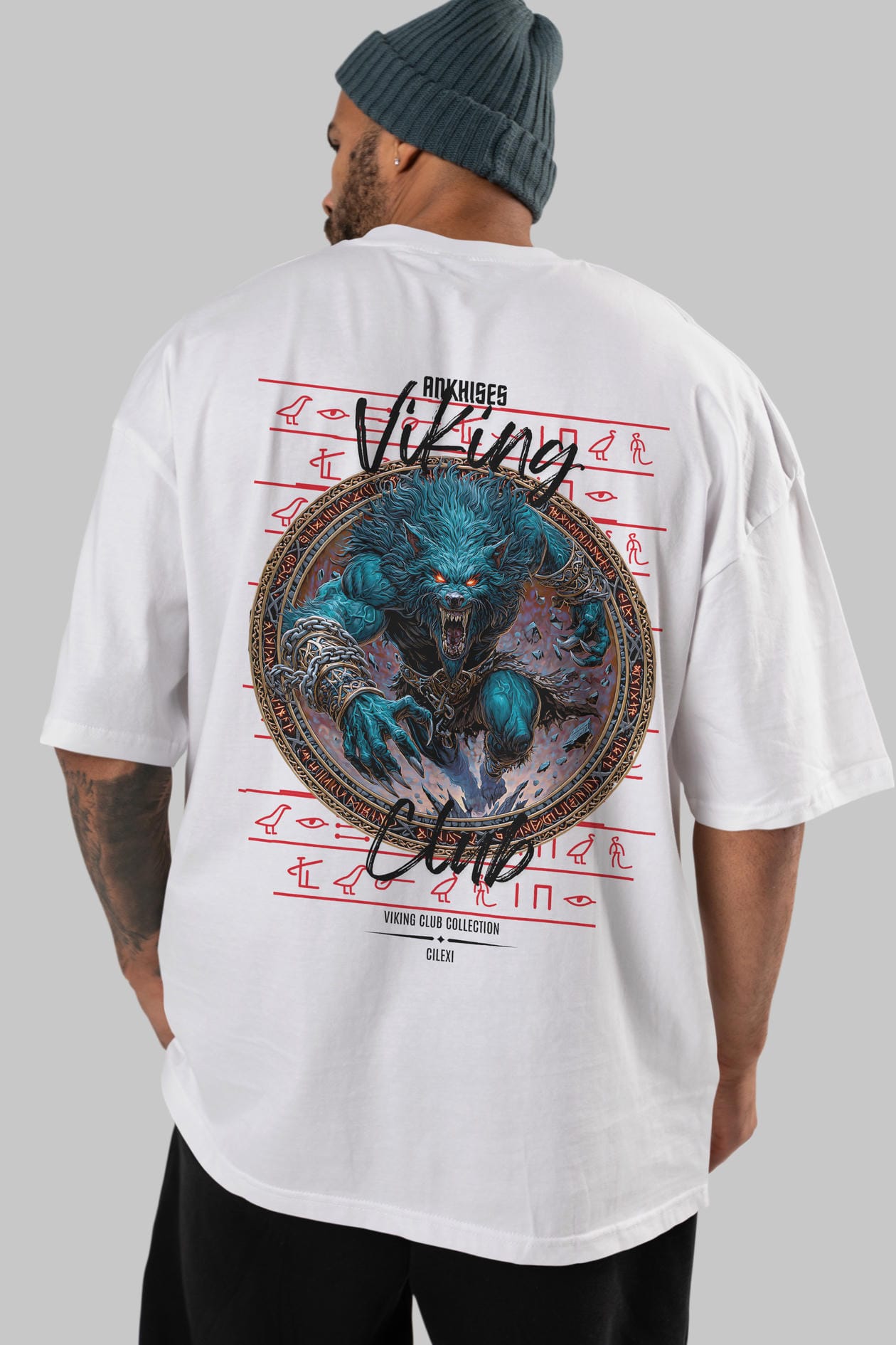 Fenrir Baskılı Oversize t-shirt Erkek Kadın %100 Pamuk Bisiklet Yaka tişort