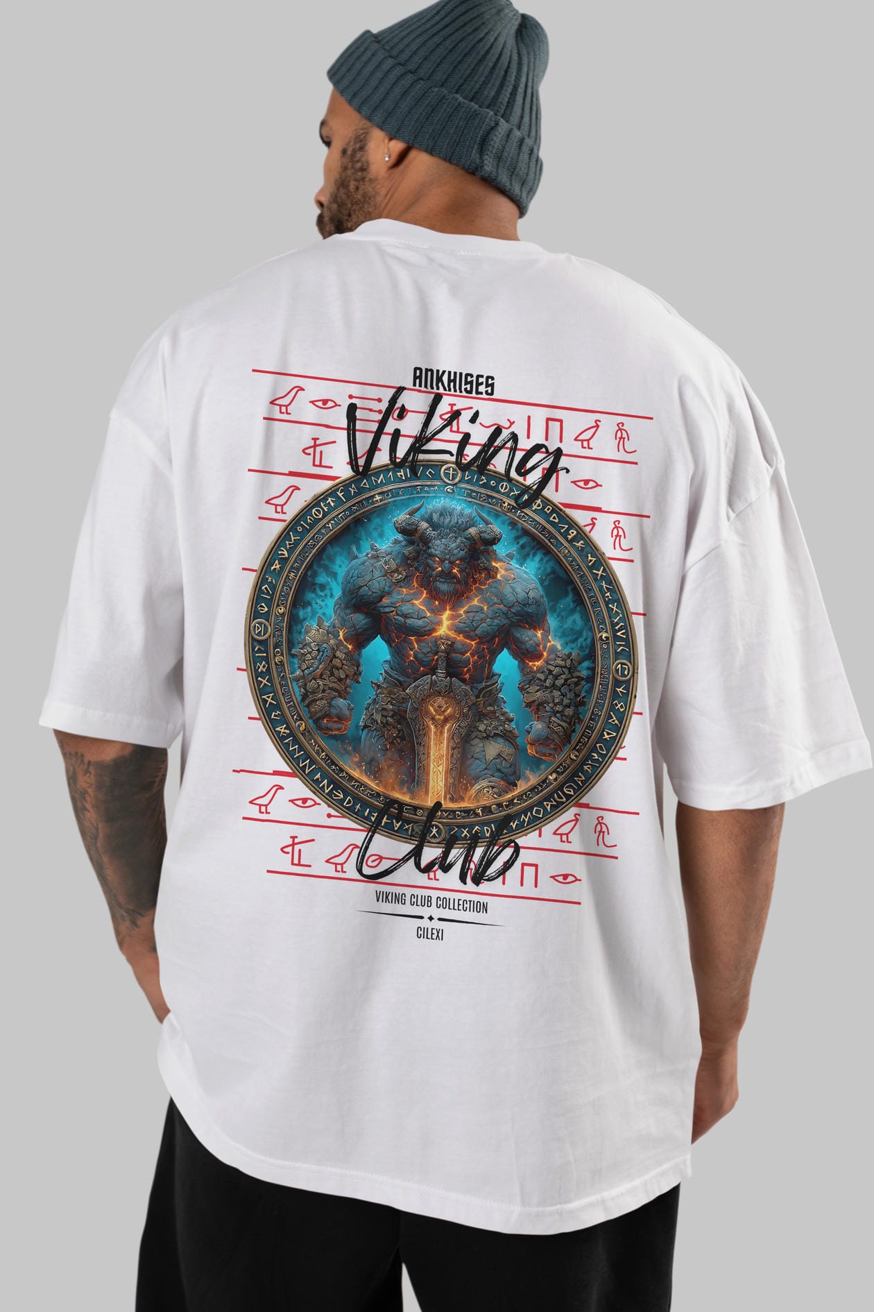 Surtr Arka Baskılı Oversize t-shirt Erkek Kadın %100 Pamuk Bisiklet Yaka tişort