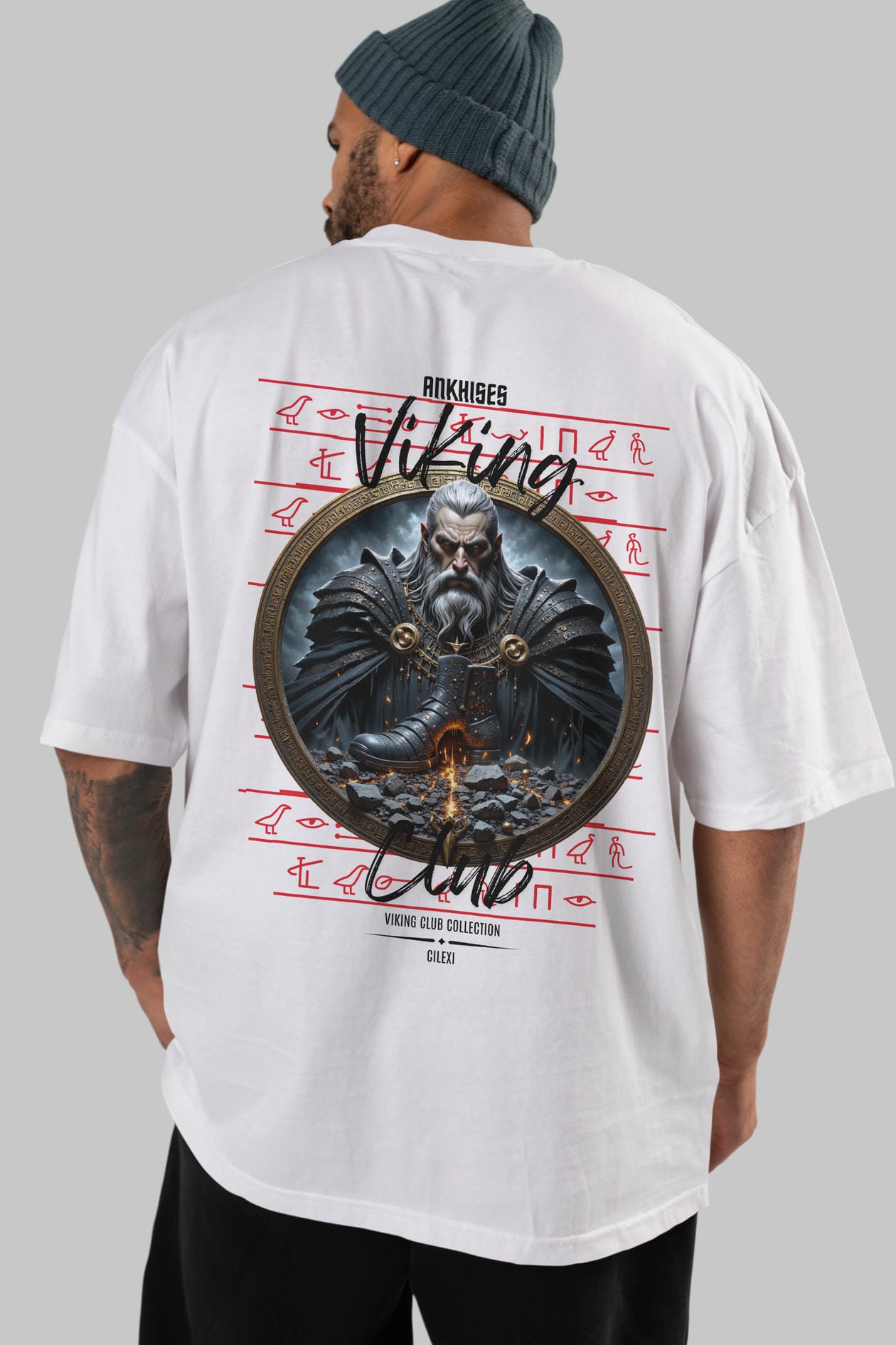 Viking Mitolojisi Serisi 22 Arka Baskılı Oversize t-shirt Erkek Kadın %100 Pamuk Bisiklet Yaka tişort